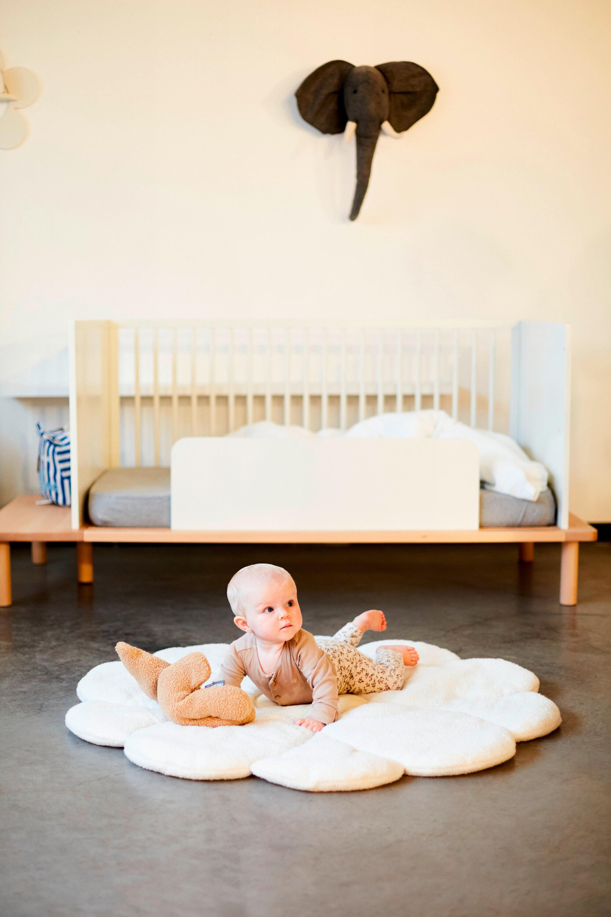 Krabbeldecke Blume, Teddystoff Gelb, Weiß, B: 110 Cm - Gelb/Weiß, KONVENTIONELL, Textil (110/110cm) - Childhome
