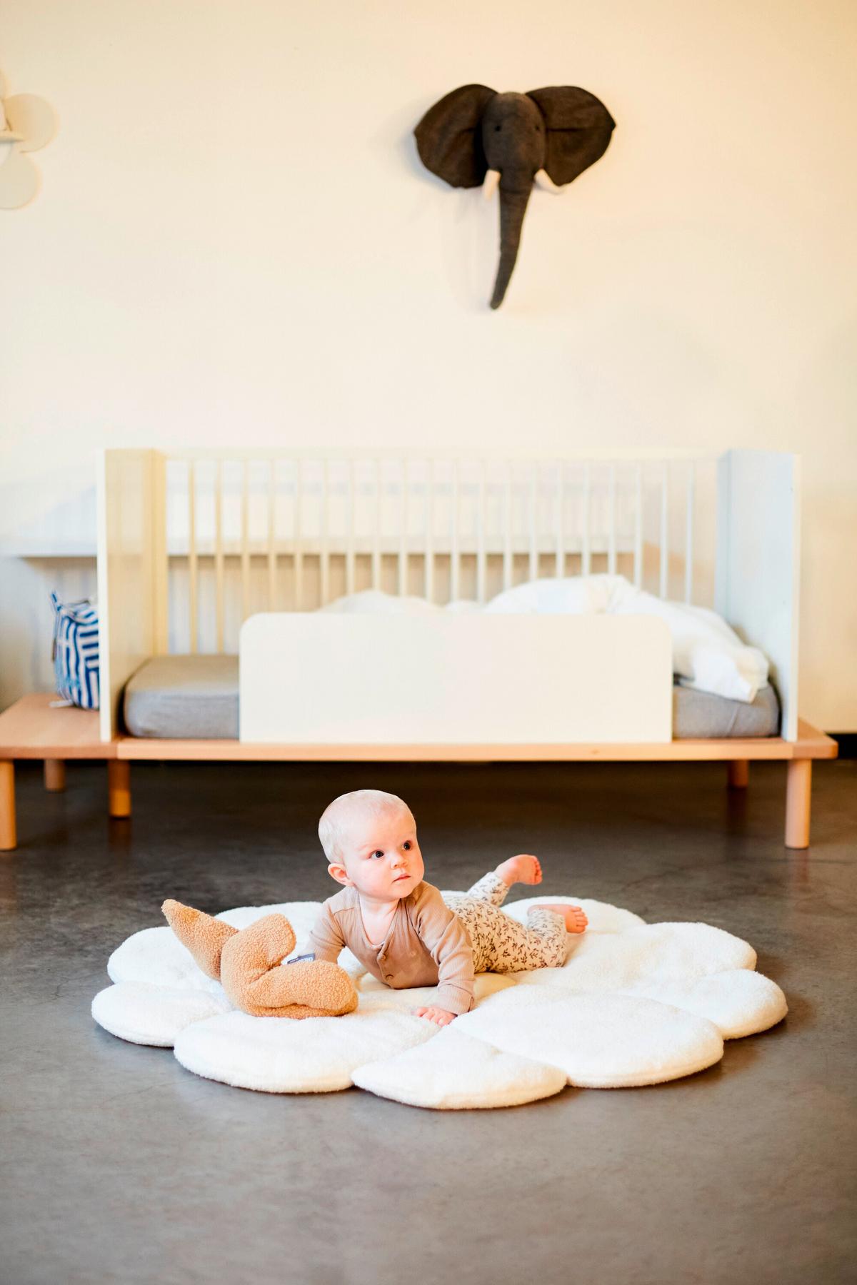 Krabbeldecke Blume, Teddystoff Gelb, Weiß, B: 110 cm - Gelb/Weiß, KONVENTIONELL, Textil (110/110cm) - Childhome