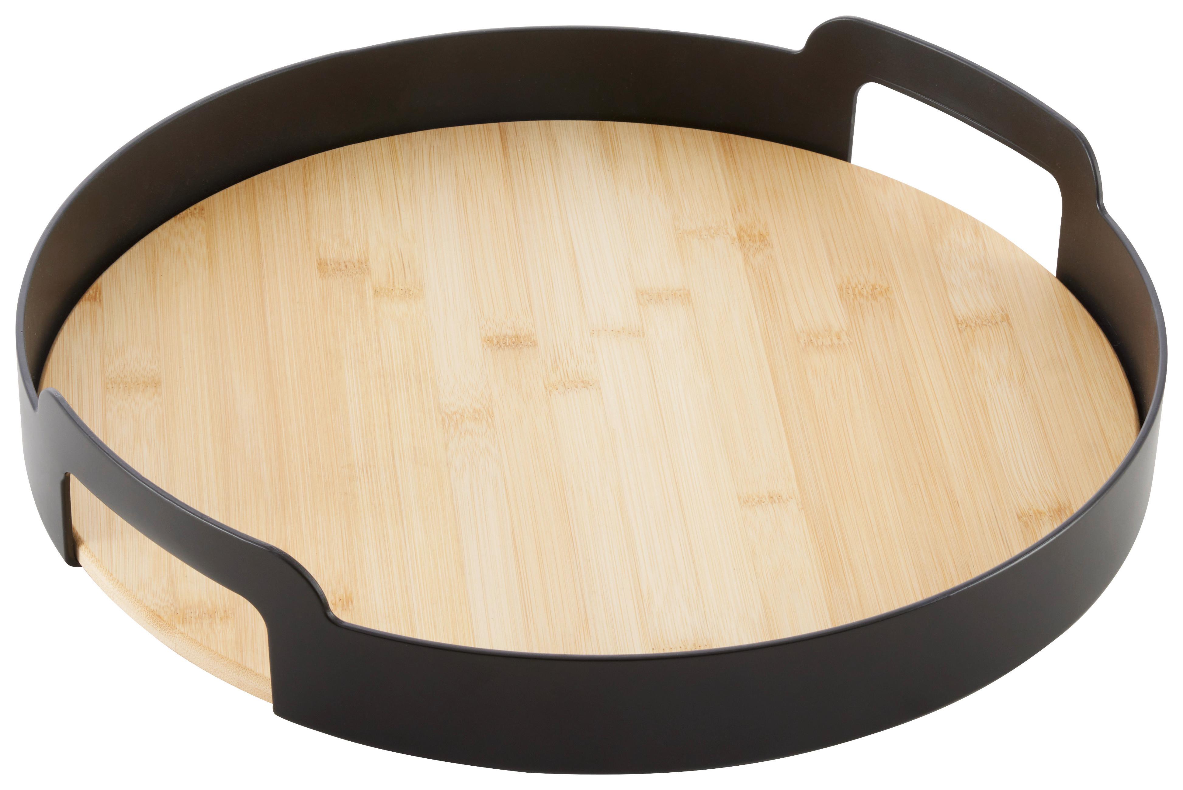 Servírovací tác BETTY RUND - černá, Moderní, plast/přírodní materiály (37,5/7cm) - Mömax
