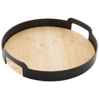 Servírovací podnos BETTY RUND - čierna, Modern, plast/prírodné materiály (37,5/7cm) - Mömax