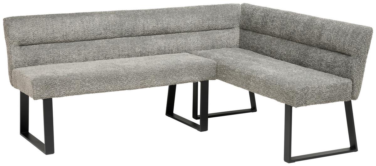 Eckbank Kea Grau, S: 190x150cm - Schwarz/Grau, KONVENTIONELL, Textil/Metall (190/150cm) - MID.YOU