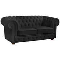 Chesterfield-Sofa Bridgeport Schwarz 2-Sitzer, Lederlook - Nussbaumfarben/Schwarz, Design, Textil (172/76/98cm) - Max Winzer