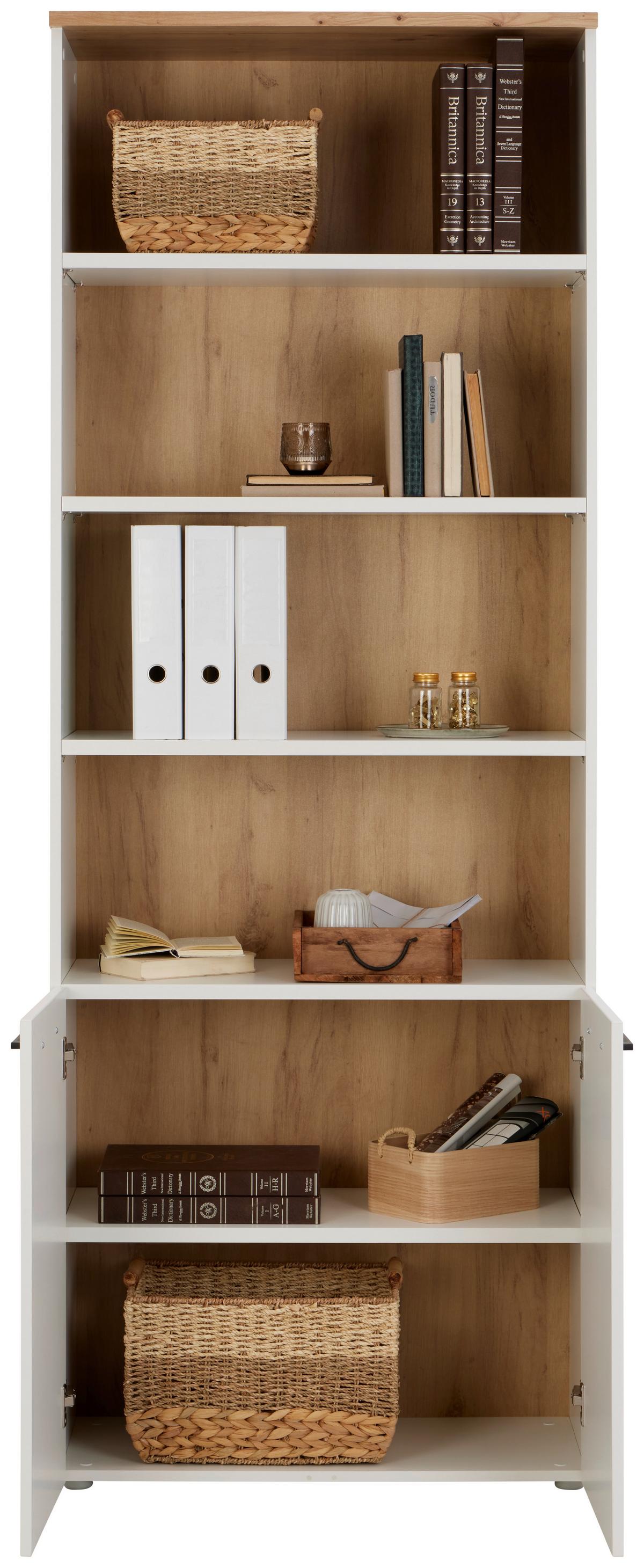 Aktenregal Kontor 3 Eiche Dekor Weiss B: 80 Cm - Eichefarben/Grau, MODERN, Holzwerkstoff (80/220/38cm)