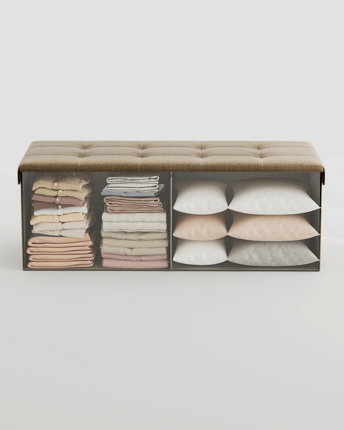 Sitzbox Beige B: 110cm - Beige, Basics, Holzwerkstoff/Textil (110/38/38cm)