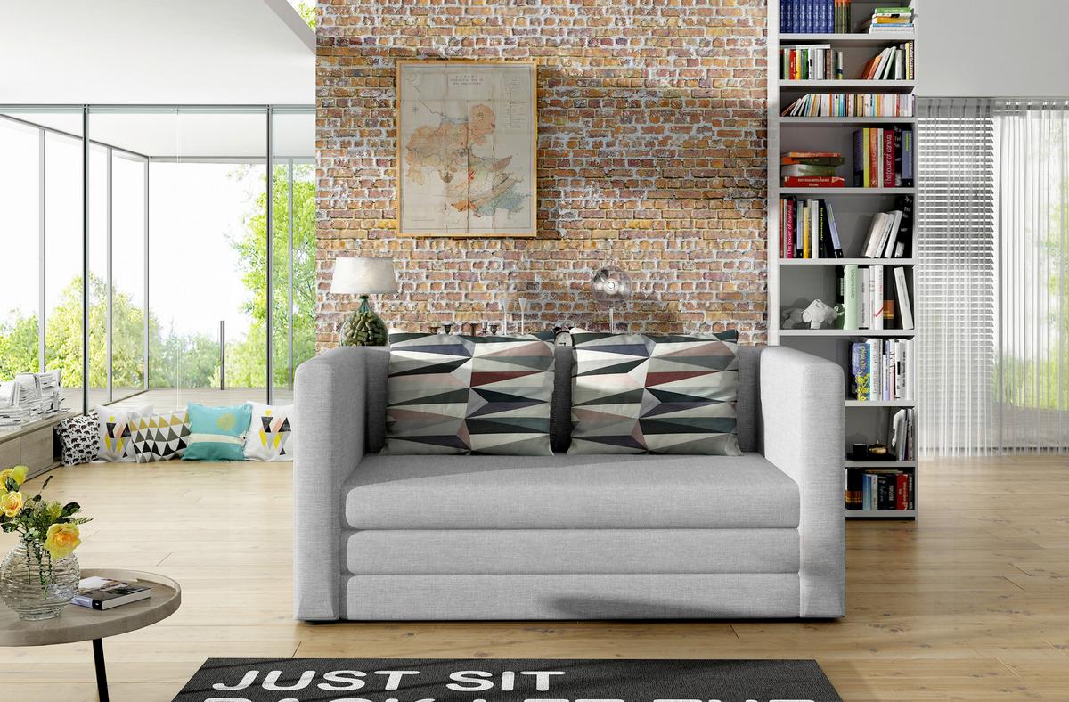 2-Sitzer-Sofa Mit Schlaffunktion Neva Hellgrau - Hellgrau/Schwarz, Design, Textil (132/62/70cm) - MID.YOU