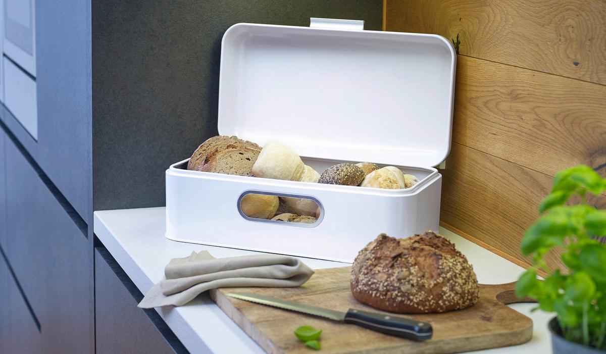 Brotkasten Weiß B: 23 cm - Weiß, Basics, Metall (42/23/16,5cm) - Echtwerk