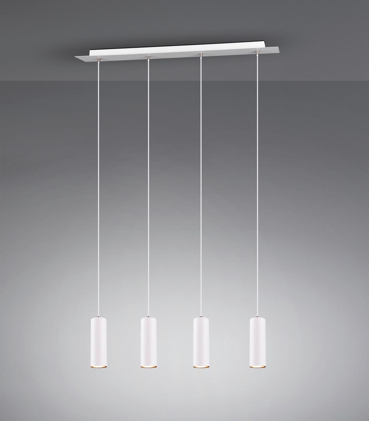 Hängeleuchte Marley H: 150 cm 4-Flammig höhenverstellbar - Weiß, Design, Metall (75/150/9cm) - Trio Leuchten
