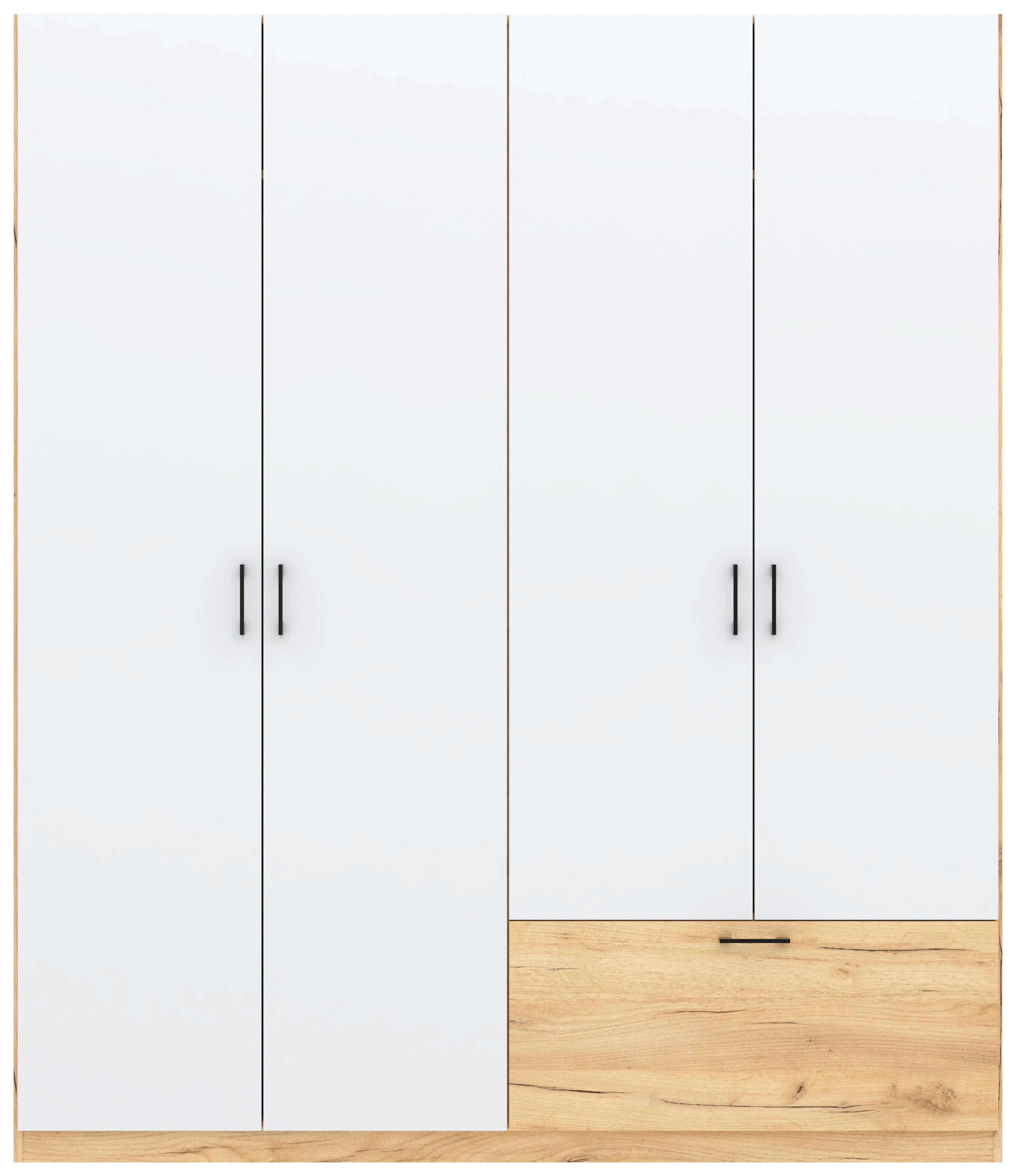 Drehtürenschrank mit Schublade 180cm Mila Weiß/Eiche Artisan