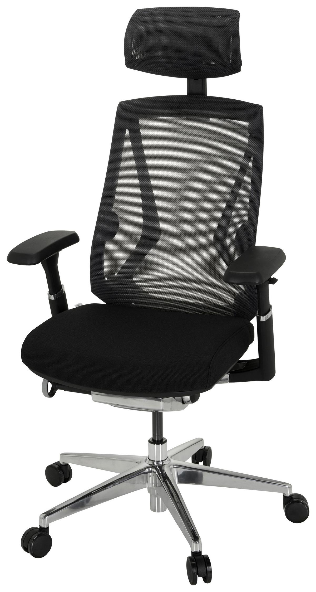 Drehstuhl Inspero Schwarz - Silberfarben/Schwarz, MODERN, Kunststoff/Textil (75/120/75cm) - MID.YOU