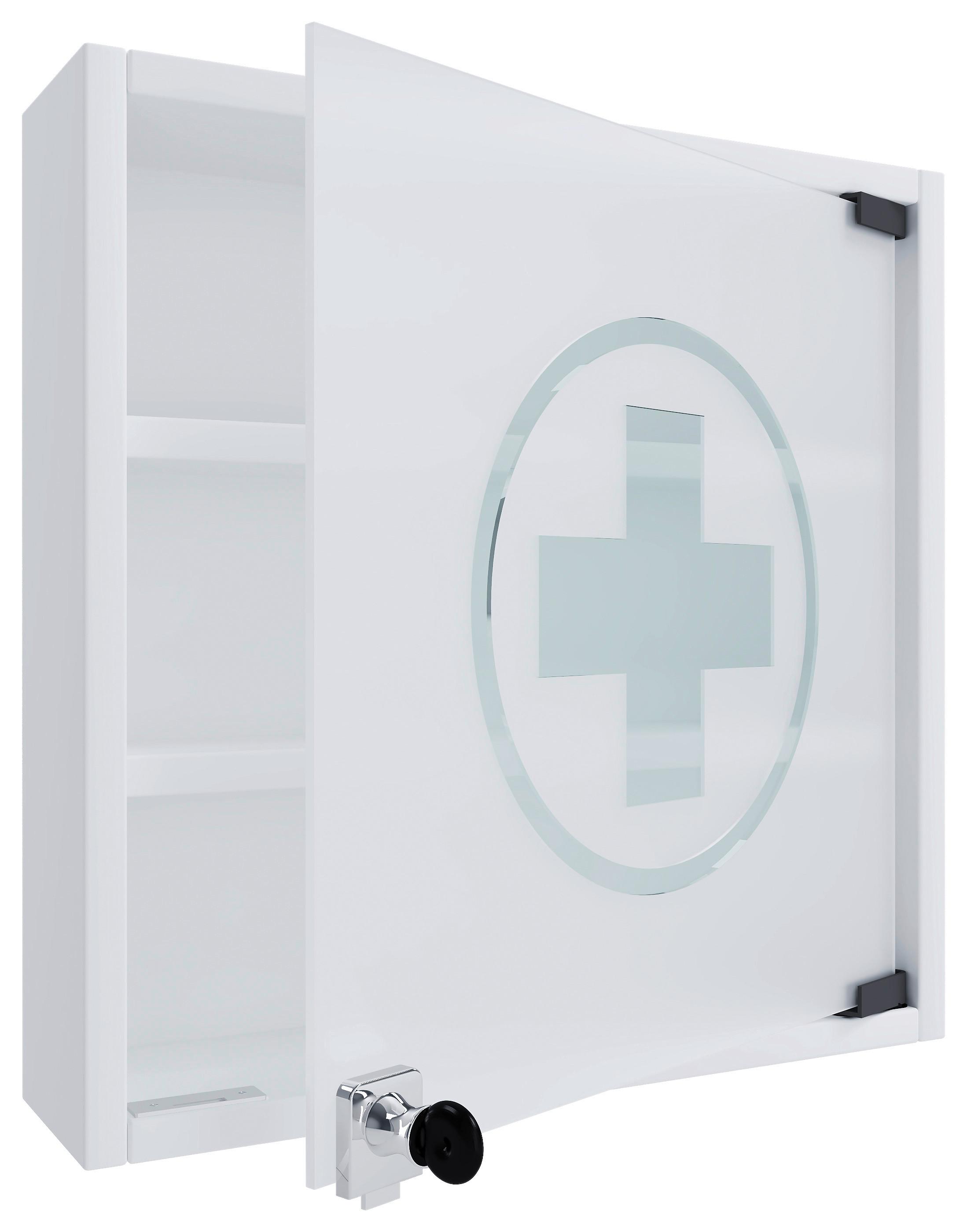 Medizinschrank Hustila Weiß B: 40 cm - Weiß, MODERN, Glas/Holzwerkstoff (40/32/10cm) - MID.YOU