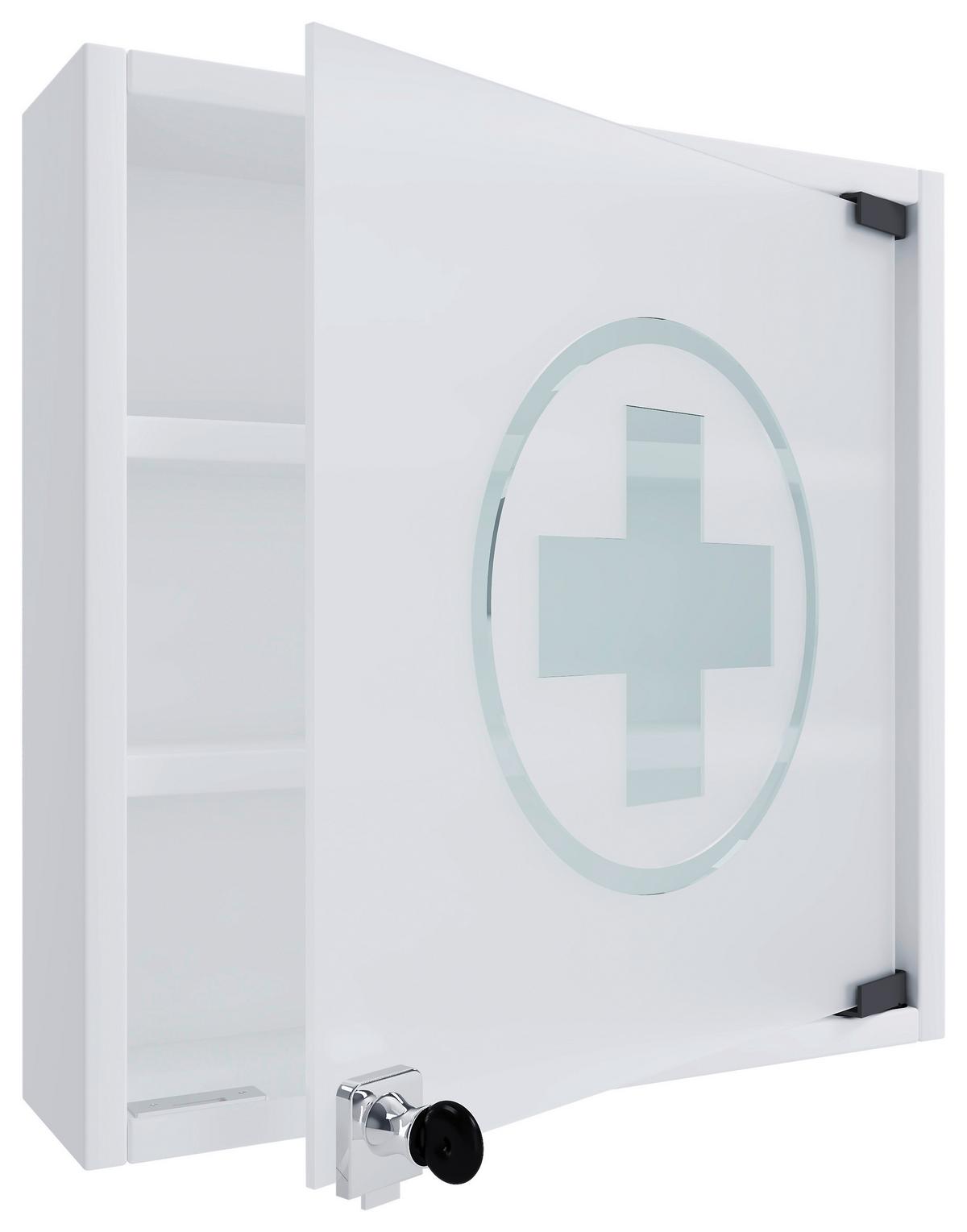 Medizinschrank Hustila Weiß B: 40 cm - Weiß, MODERN, Glas/Holzwerkstoff (40/32/10cm) - MID.YOU