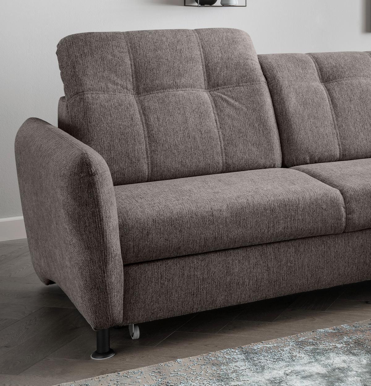 Ecksofa Minori Chenille Graubraun, S: 267x184 Cm - Graubraun/Schwarz, MODERN, Textil (267/184cm) - Livetastic