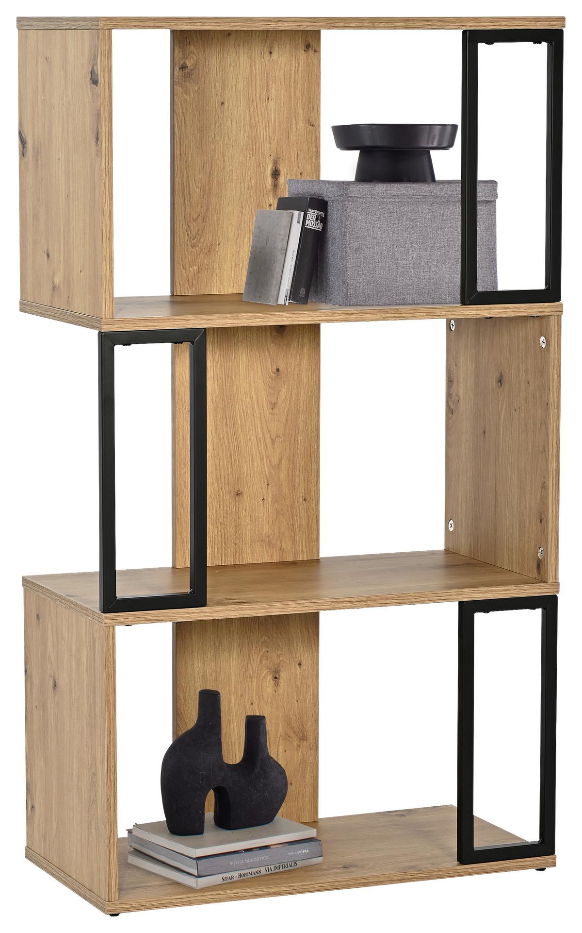 Regal MARBELLA dekor dub Artisan - černá/dub artisan, Moderní, kov/kompozitní dřevo (60/106/30cm) - Mömax