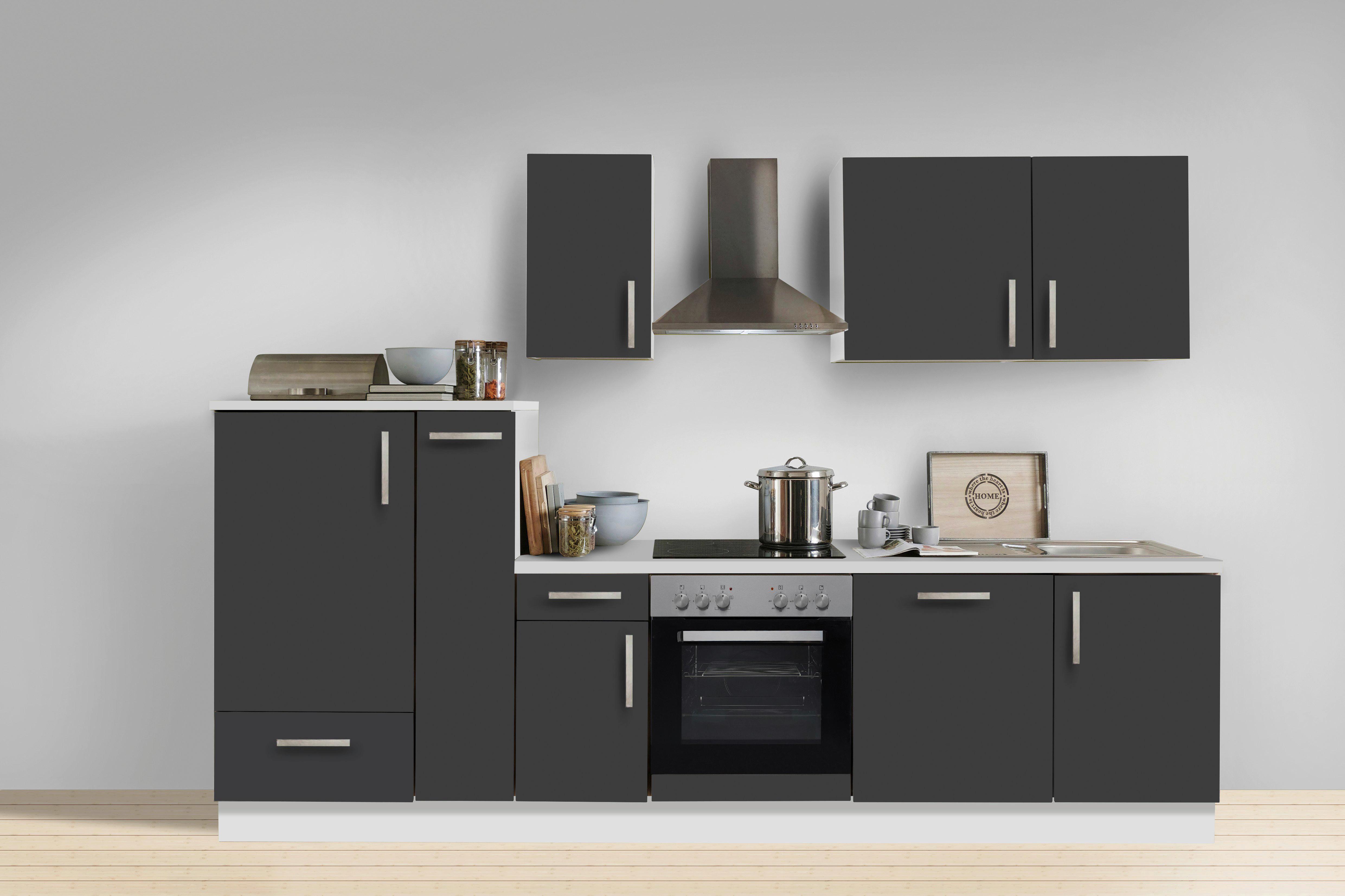 Küchenblock White-Premium - Schieferfarben/Weiß, KONVENTIONELL, Holzwerkstoff (300cm) - Menke