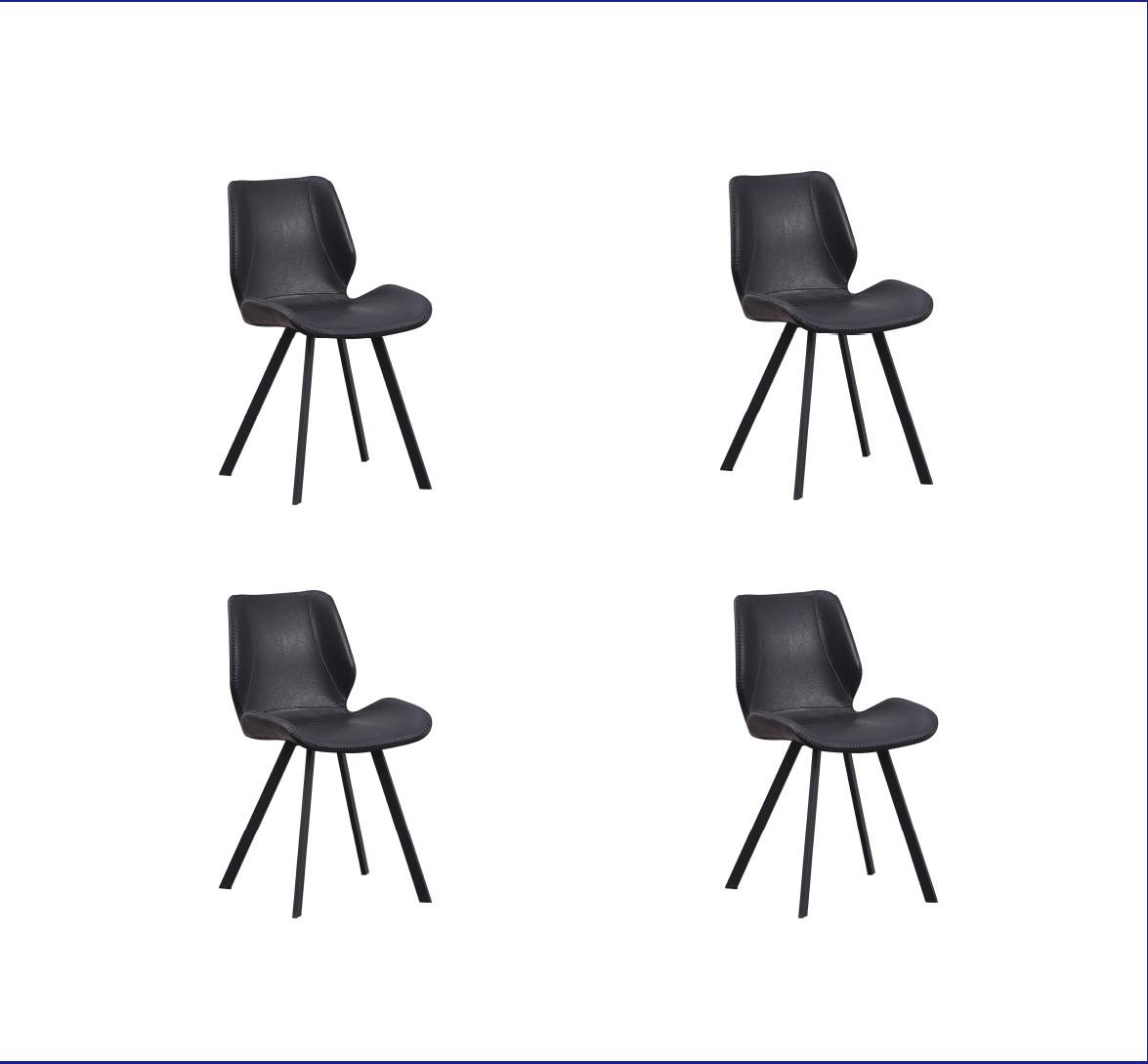 Stuhl-Set Barona Schwarz B: 44 cm - Schwarz, MODERN, Textil/Metall (44/80/55cm) - MID.YOU