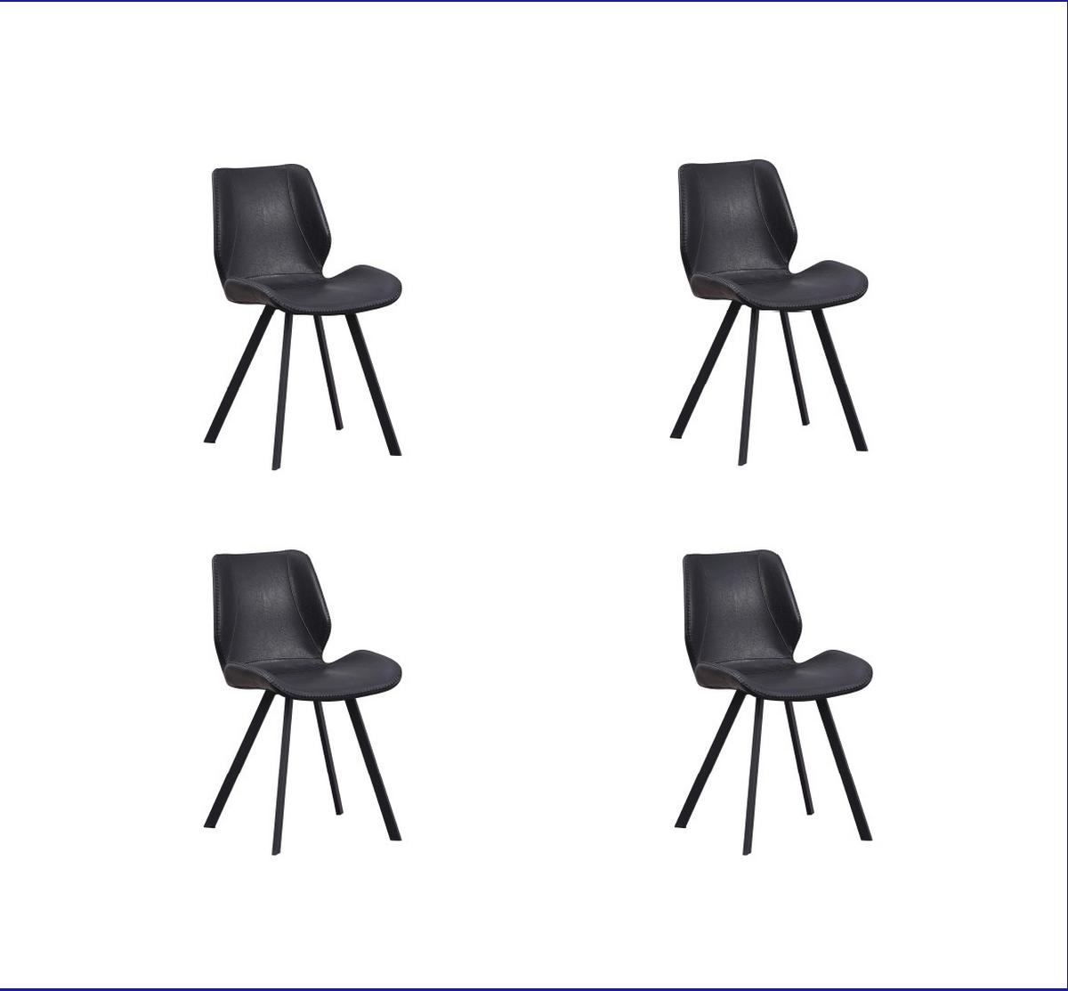 Stuhl-Set Barona Schwarz B: 44 cm - Schwarz, MODERN, Textil/Metall (44/80/55cm) - MID.YOU