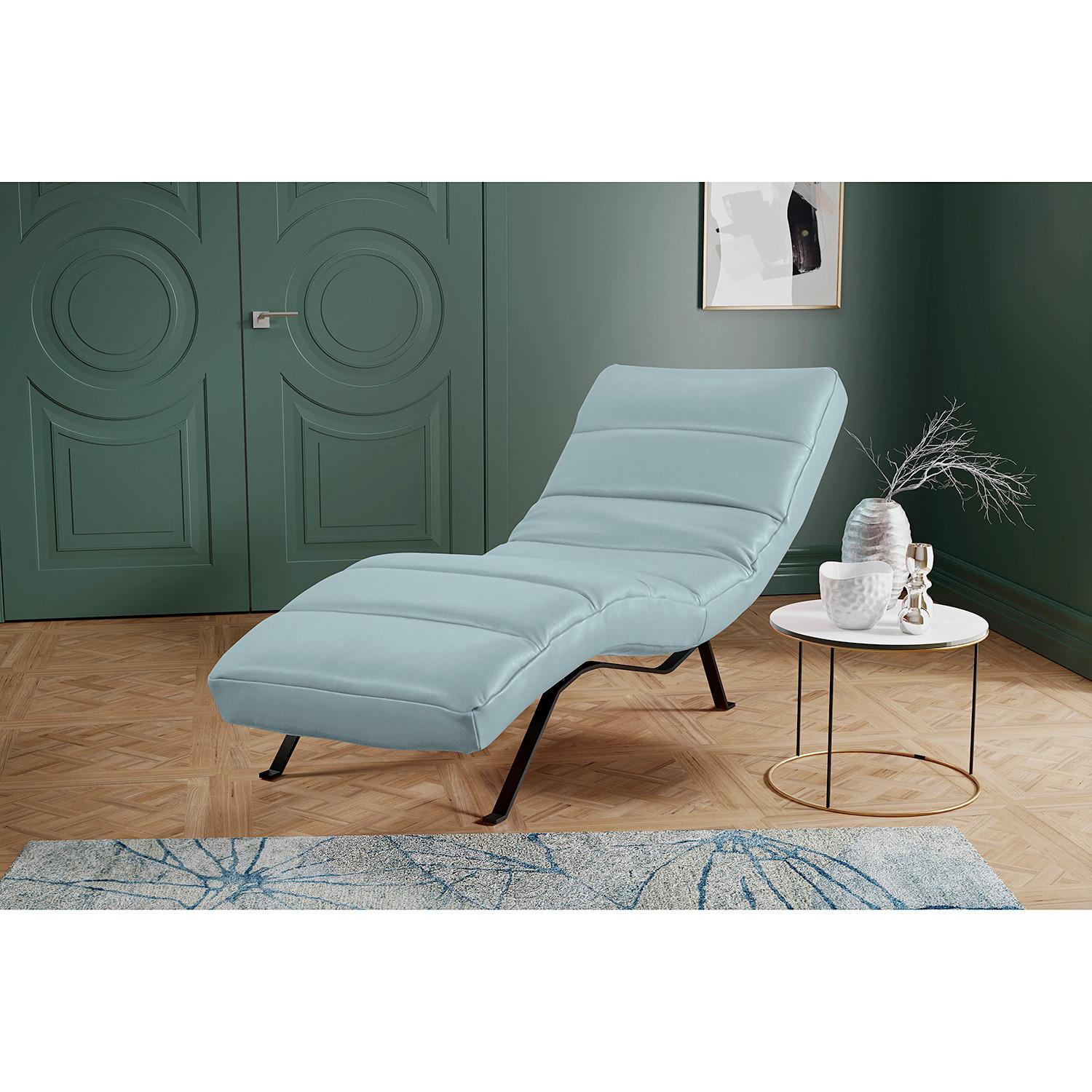 Relaxliege Swing Black Blaugrau B: 65 Cm - Blaugrau/Schwarz, Design, Leder (65/65-95/171cm) - Livetastic