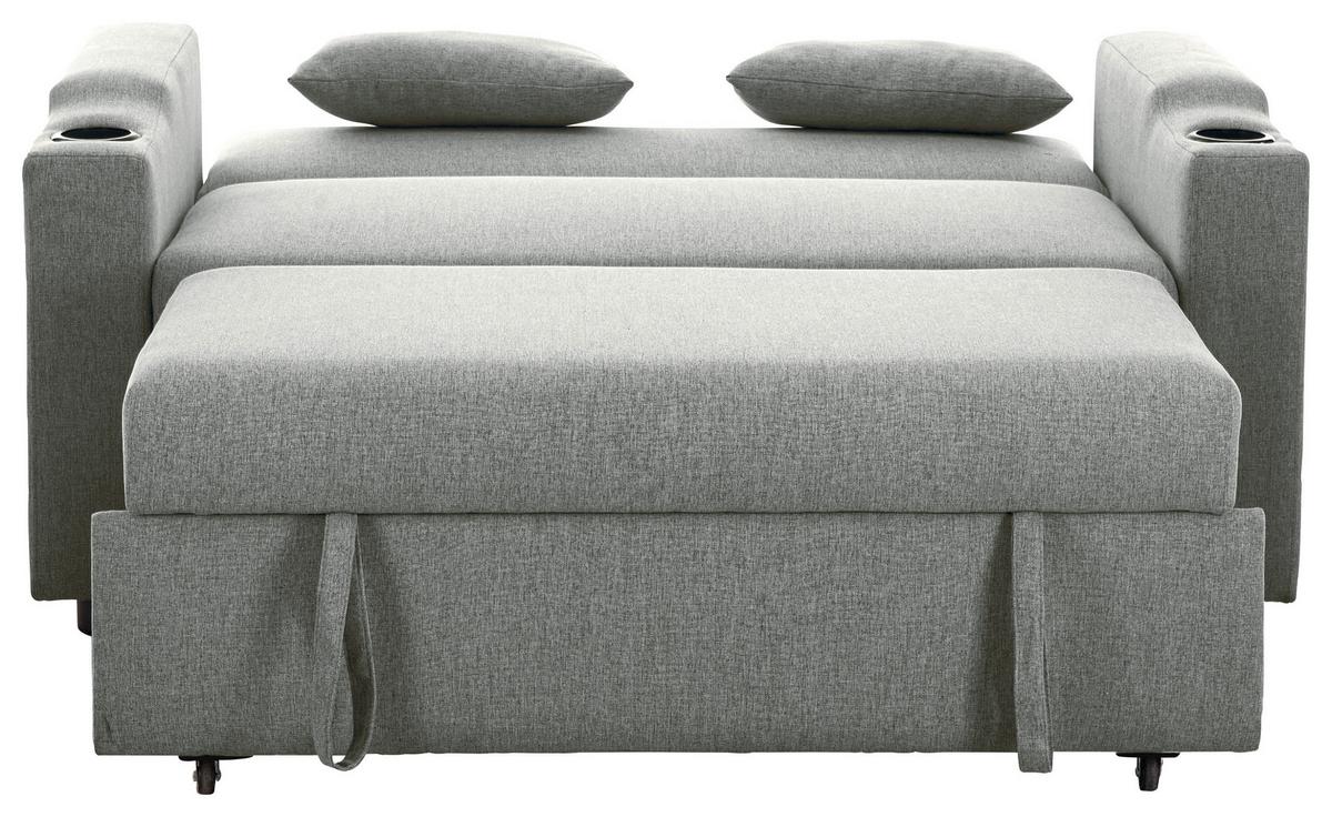 Schlafsofa Athen Dunkelgrau B: 150 cm - Dunkelgrau/Schwarz, Basics, Textil/Metall (150/91/85cm) - P & B