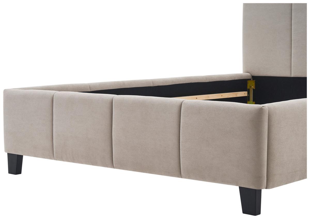Čalouněná postel CRAZY 140x200 cm, béžová - černá/přírodní barvy, Moderní, kov/dřevo (140/200cm) - Based