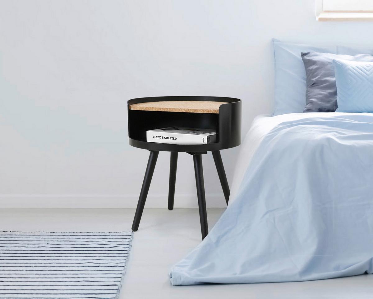 Beistelltisch Naturfarben/Schwarz B: 40 cm - Schwarz/Naturfarben, Design, Holz/Holzwerkstoff (40/40/46cm) - Livetastic