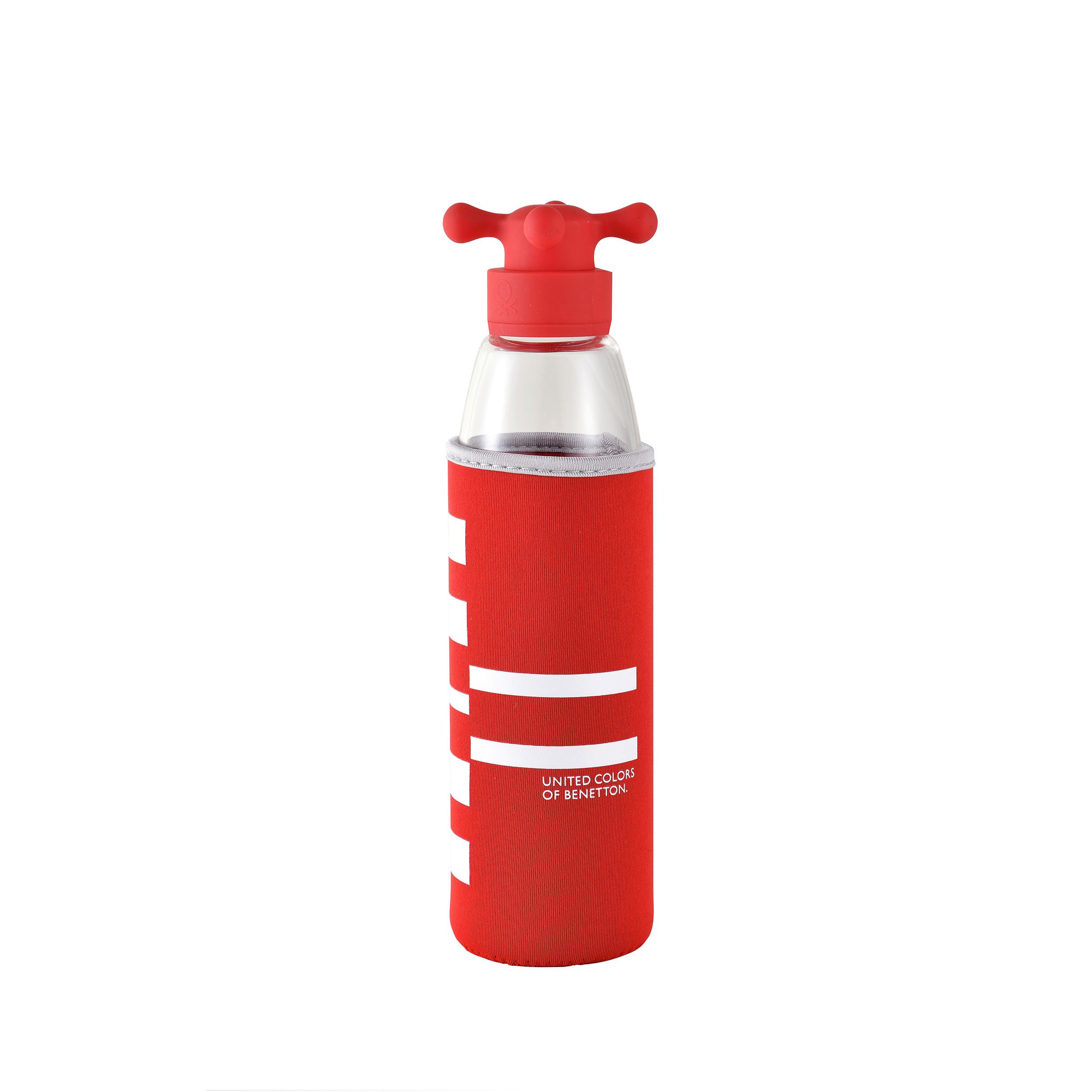 Trinkflasche Rot / Weiß 0,55 L Kunststoff/Glas - Transparent/Rot, Basics, Glas/Kunststoff (6,5/6,5/25,5cm) - Benetton