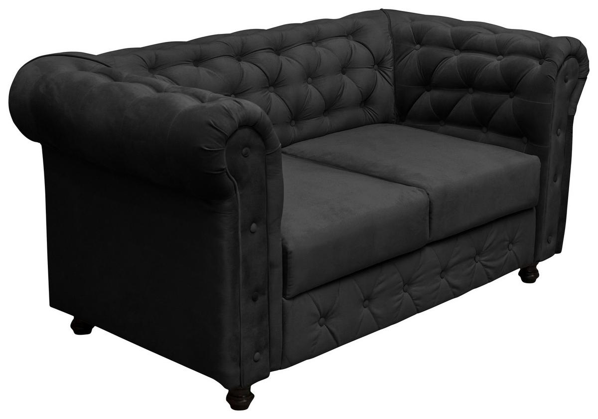 Chesterfield-Sofa Cardiff 168 - Wengefarben/Anthrazit, Basics, Textil (168/80/90cm) - P & B