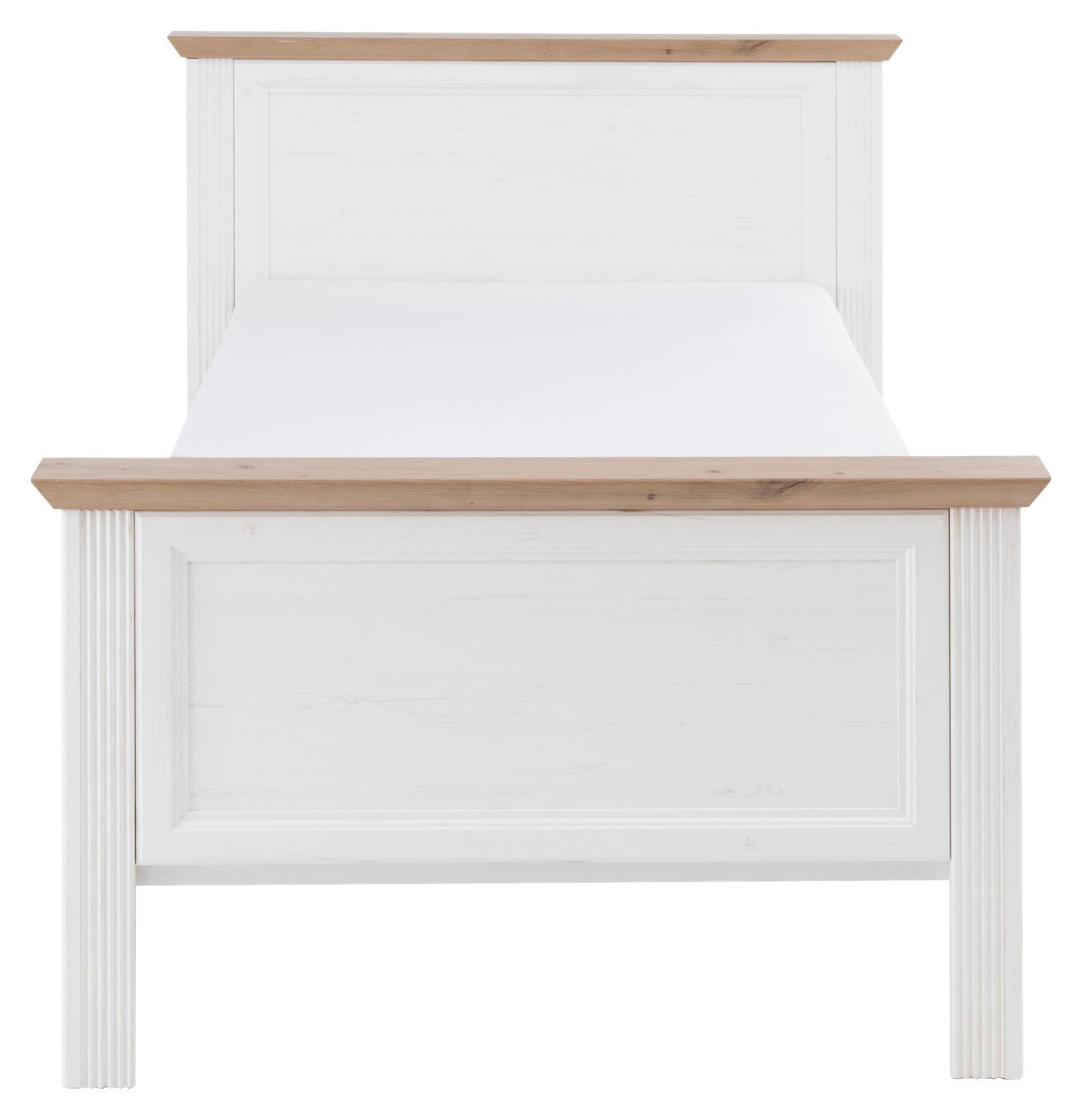 Bett Landhaus-Stil 100x200 Jasmin II Weiß/Eiche Artisan - Schwarz/Weiß, LIFESTYLE, Holzwerkstoff (100/200cm)