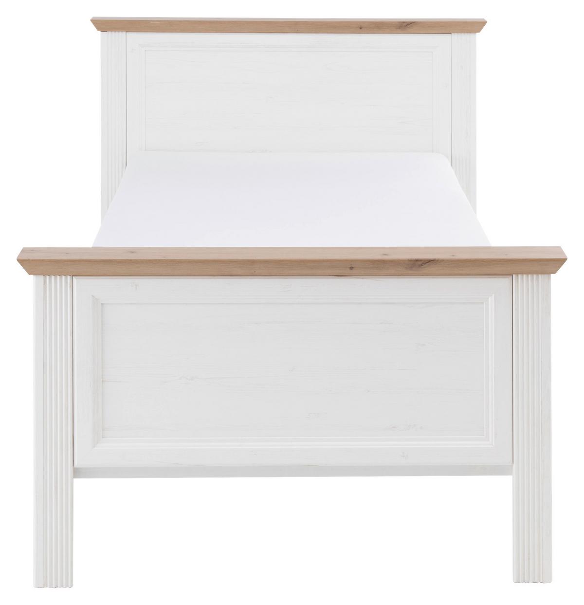 Bett Landhaus-stil 100x200 Jasmin Ii Weiß/eiche Artisan - Schwarz/Weiß, LIFESTYLE, Holzwerkstoff (100/200cm)