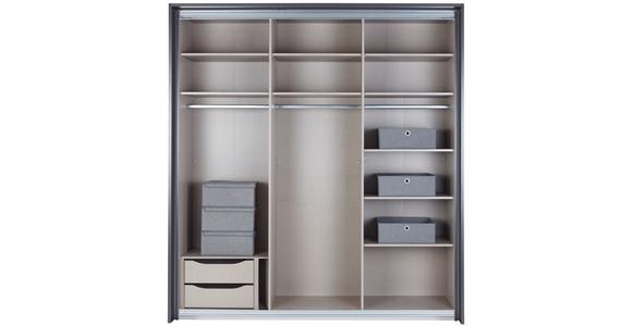 Schwebetürenschrank mit Spiegel B: 203 cm Miami, Grau Metallic - Grau, MODERN, Holzwerkstoff (203/229/62cm) - Luca Bessoni