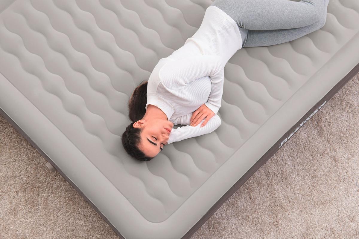 Luftbett Matheo 203x152x36 Cm Bis 350kg, Inkl. Pumpe - Braun/Grau, KONVENTIONELL, Kunststoff/Metall (203/152/36cm) - Bestway