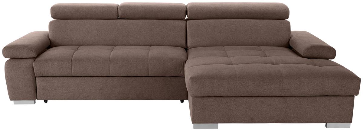 Ecksofa Mit Bettkasten Perry Braun 292x183 Cm - Silberfarben/Braun, Design, Textil (292/183cm) - Livetastic