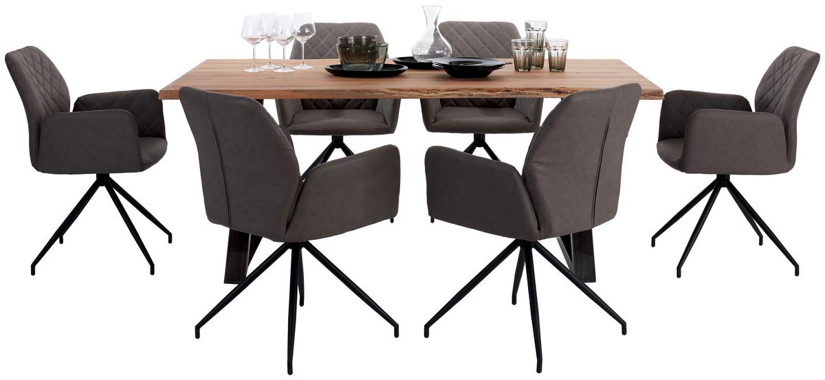 Esstisch mit Massivholz-Platte Calabria 180x100 cm Akazie - Schwarz/Akaziefarben, MODERN, Holz/Metall (180/78/100cm)