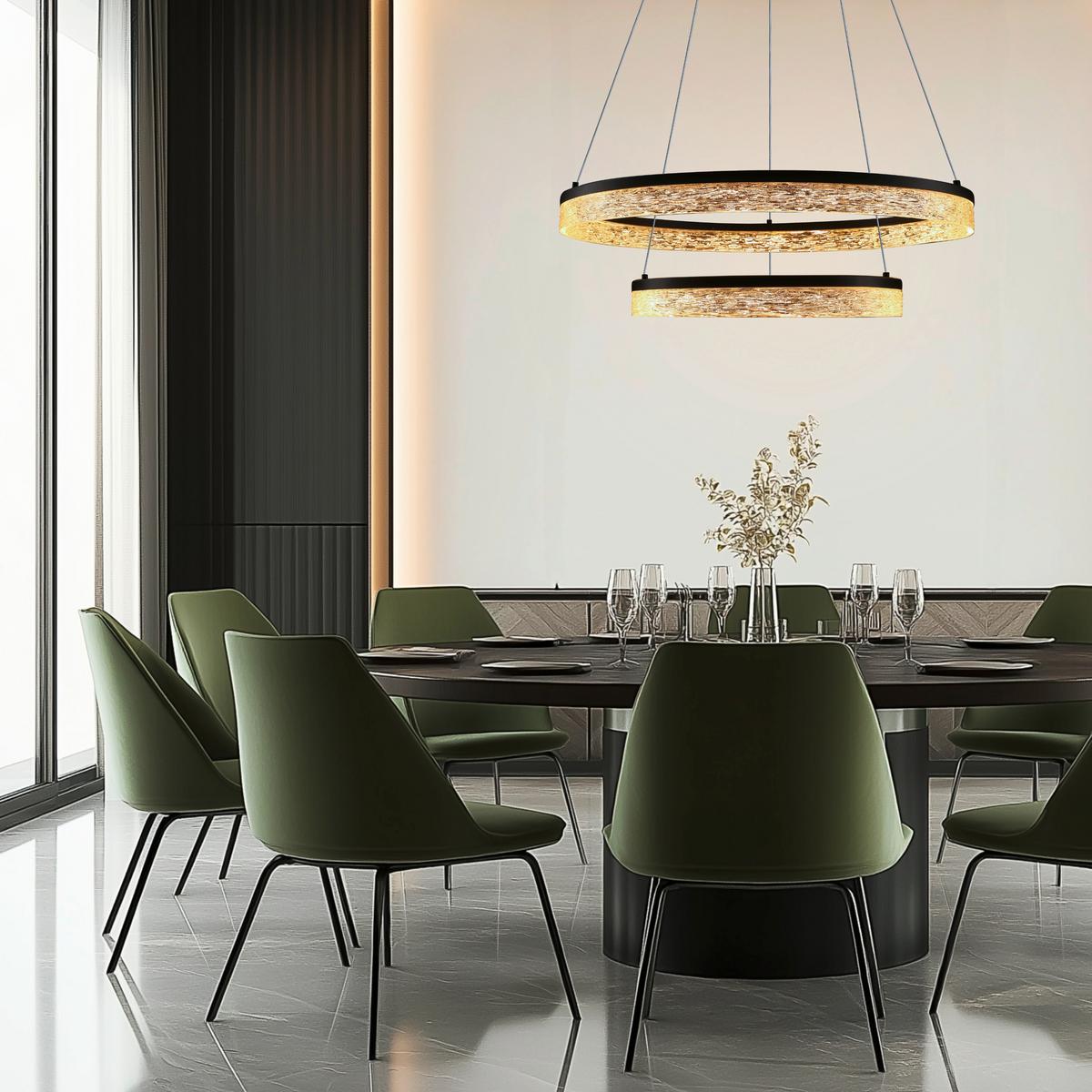 LED-Pendelleuchte 32-35561 Frozi - Transparent/Schwarz, Design, Kunststoff/Metall (60/60/120cm)