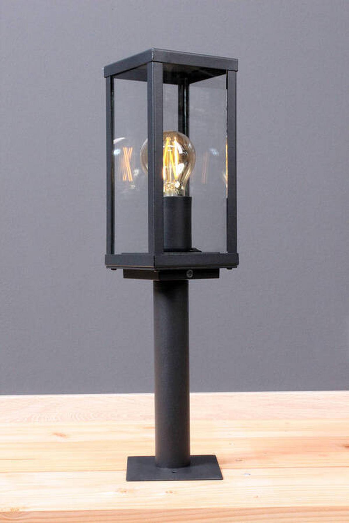 Außenleuchte Karo 60 W Glas/aluminium - Klar/Schwarz, Basics, Glas/Metall (50/11/11cm)