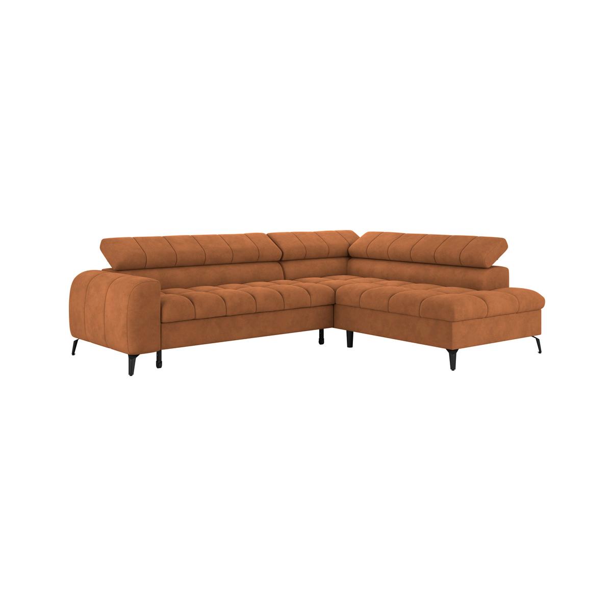 Ecksofa Volf Rechts New Rostfarben, S: 261x203 cm - Rostfarben/Schwarz, Trend, Kunststoff/Textil (261/203cm)