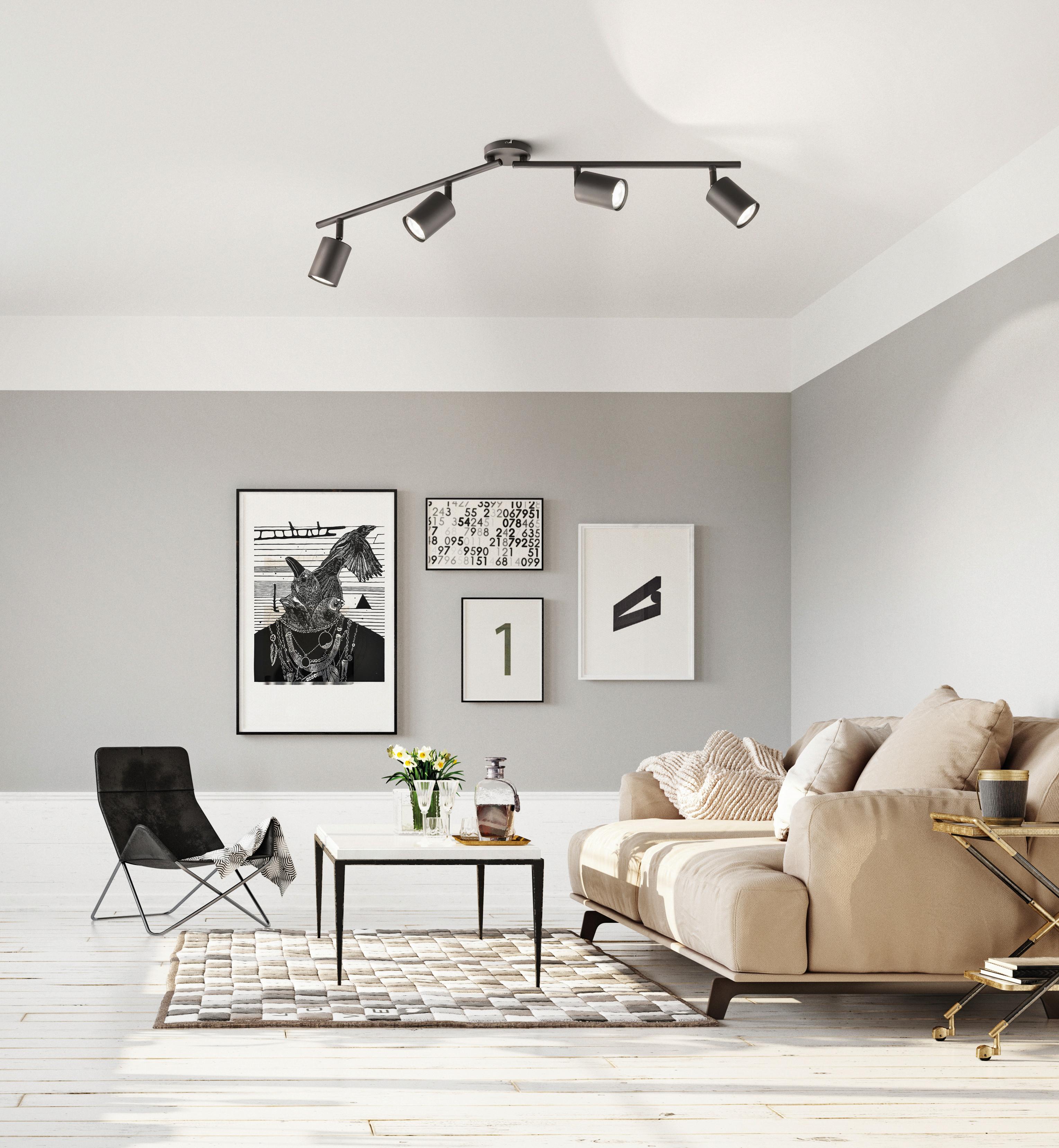 LED-Deckenleuchte Vano L: 79 cm, drehbar, 4-Flammig - Schwarz, Design, Metall (79/8/13cm) - Fischer & Honsel