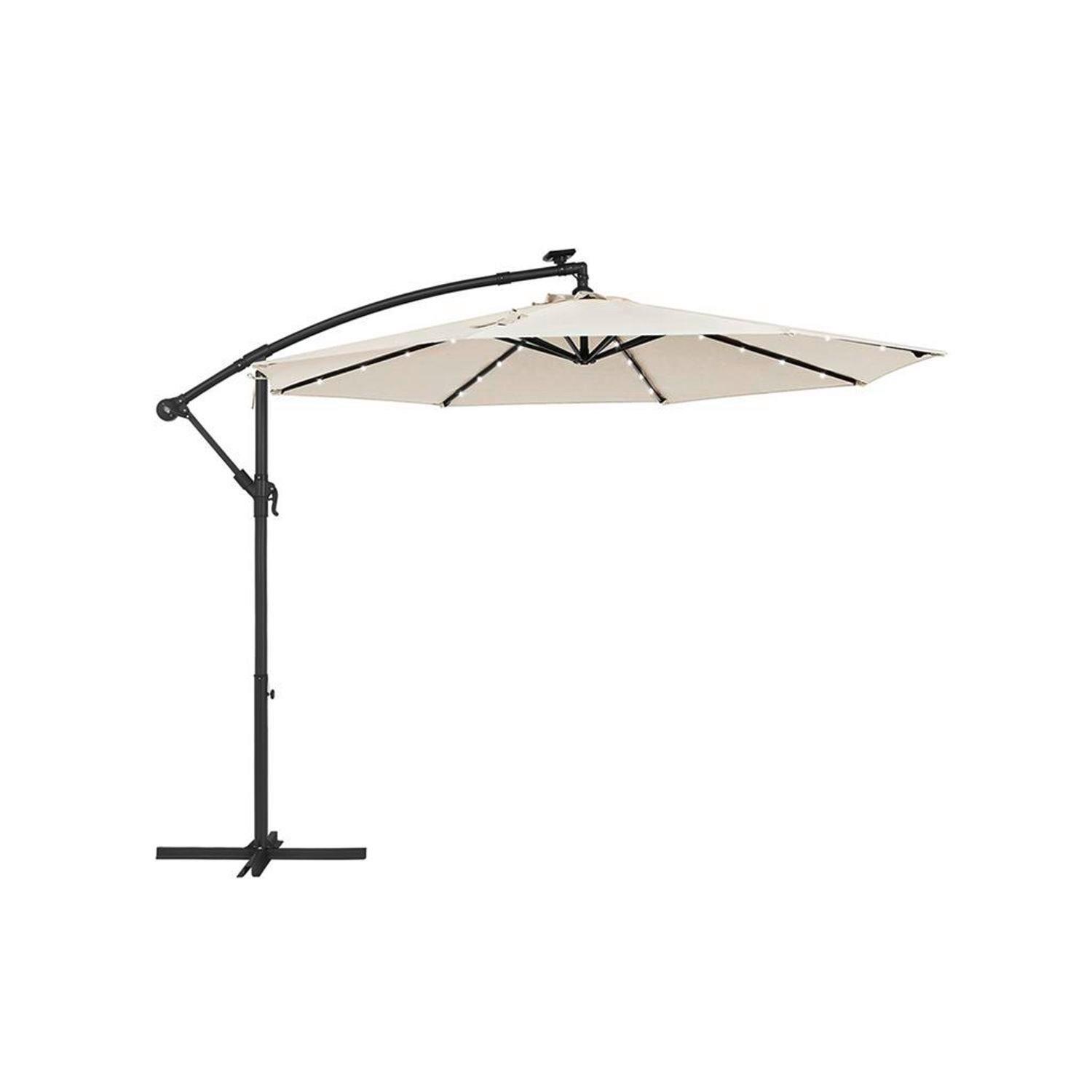 Led Sonnenschirm Beige Schwarz Bxl: 300x300 Cm - Beige/Schwarz, Basics, Textil/Metall (300/300cm) - Modante