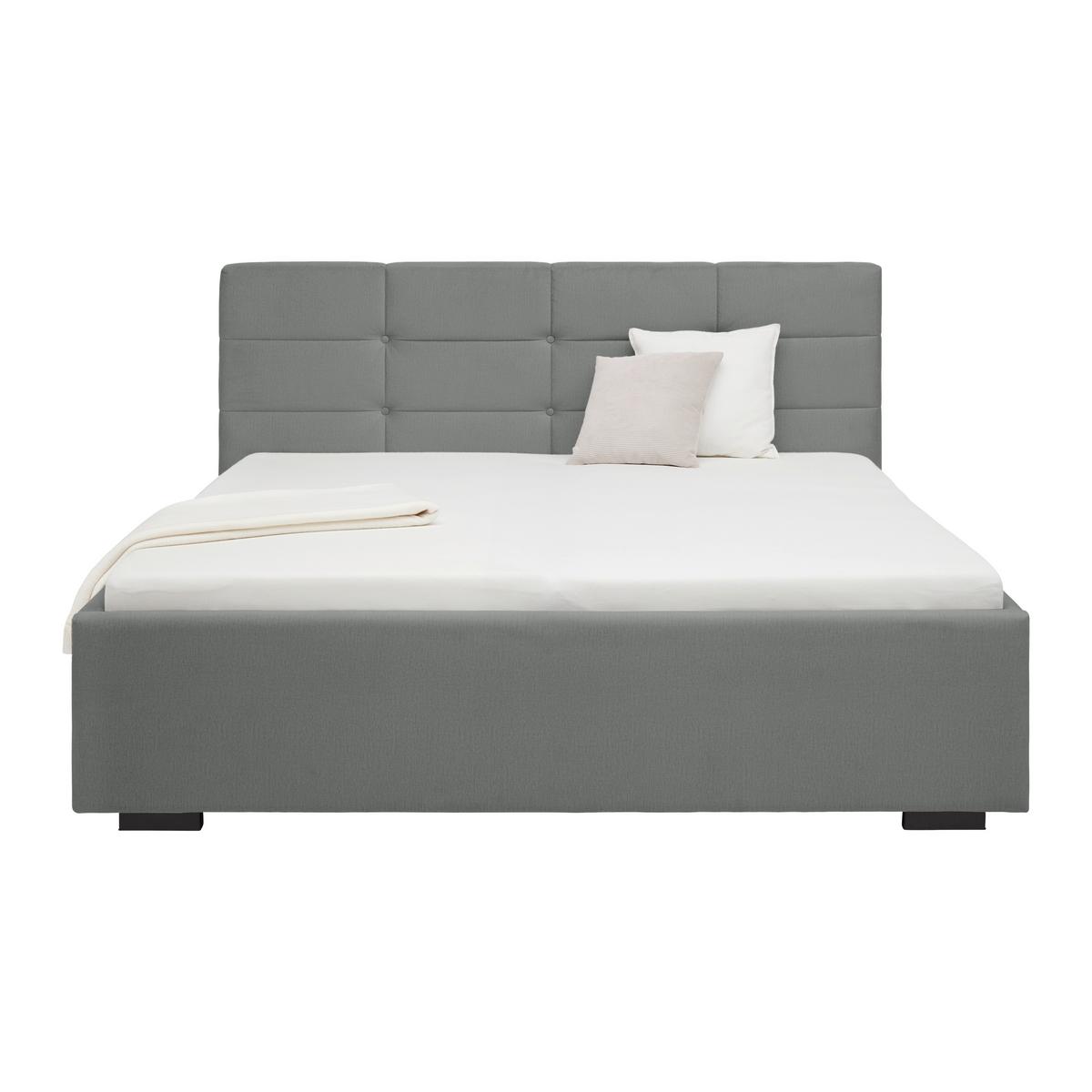 Čalúnená posteľ Nelo 160x200cm, sivá - čierna/sivá, Konventionell, textil/plast (160/200cm)