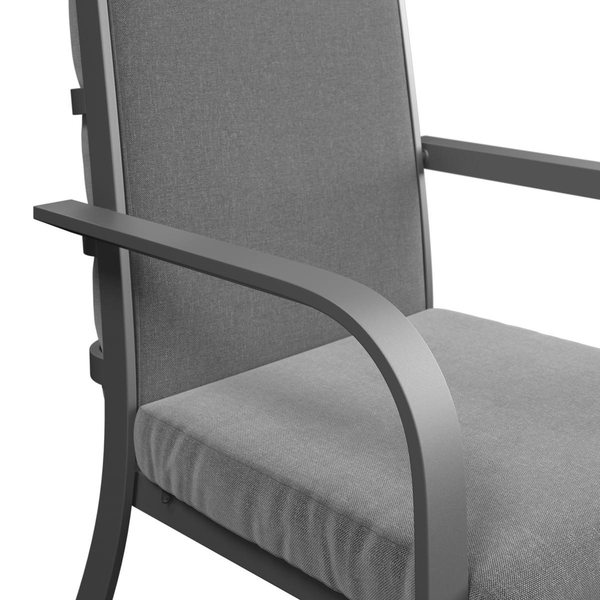 Gartensessel Bogota - Dunkelgrau, Trend, Textil/Metall (59.5/92/69.5cm) - Beldano