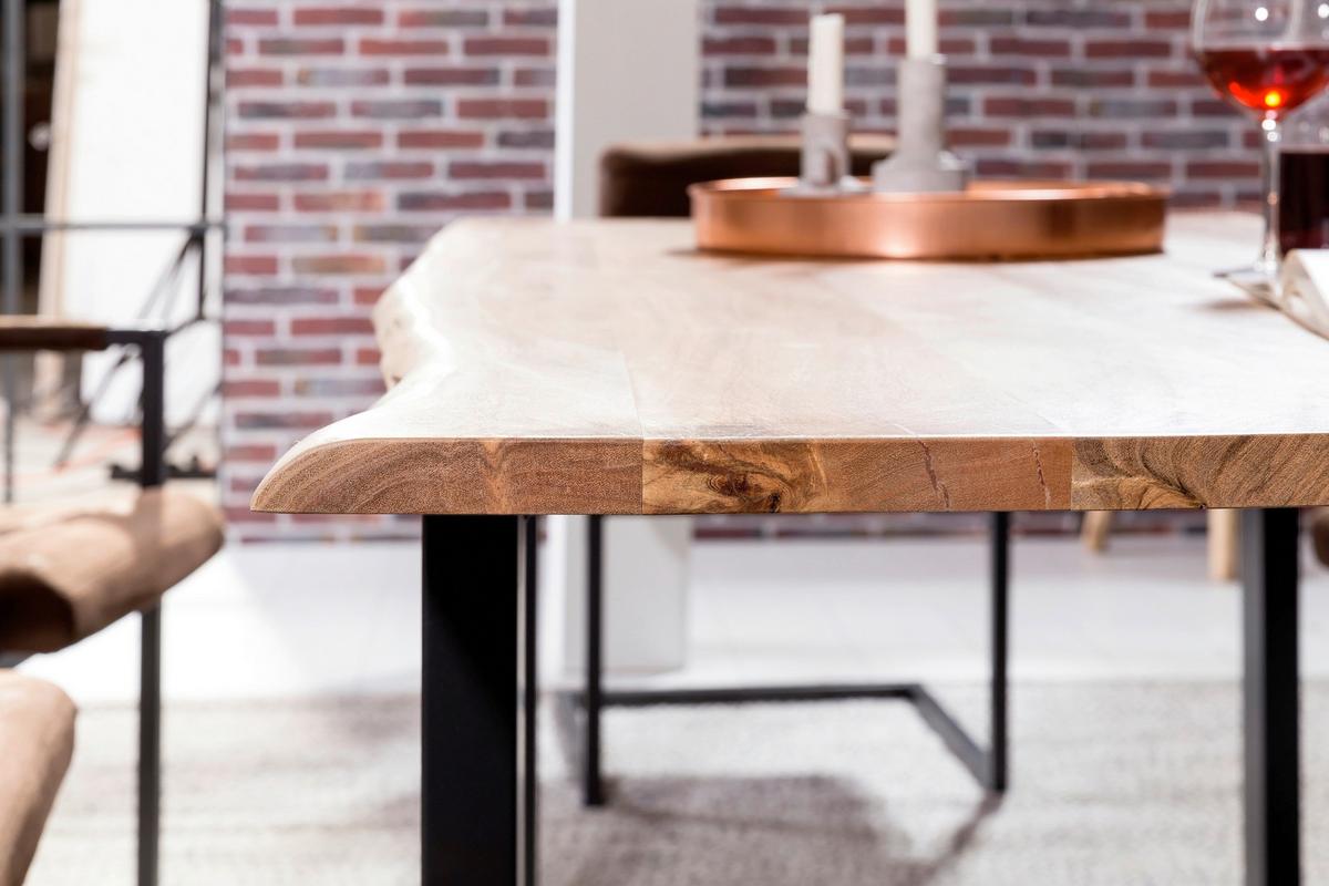 ESSTISCH Naturfarben/Schwarz L: 200cm - Schwarz/Naturfarben, MODERN, Holz/Metall (200/100/78cm) - MID.YOU