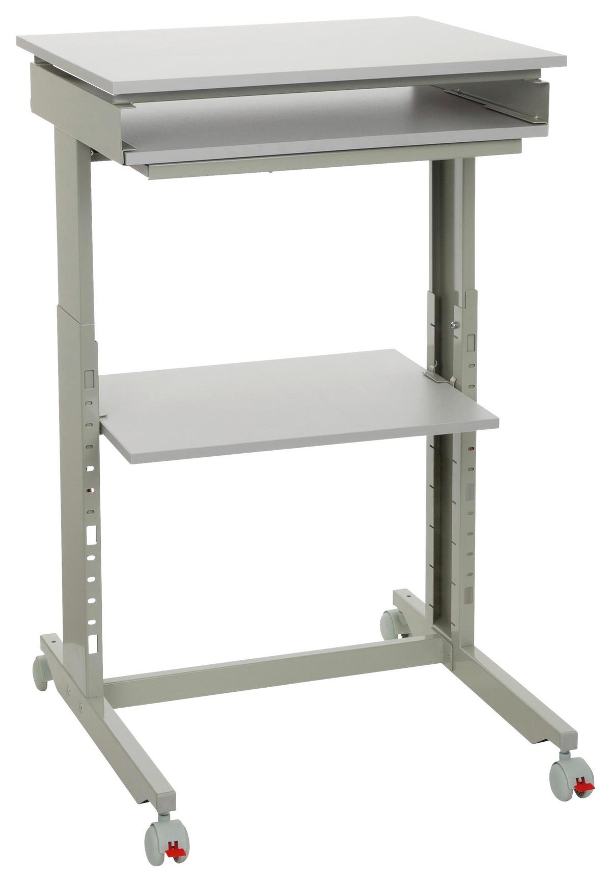 Schreibtisch B 50cm H 71,5 - 107,5cm Workstation - Grau, Basics, Holzwerkstoff/Kunststoff (60/71,5-107,5/50cm) - MID.YOU