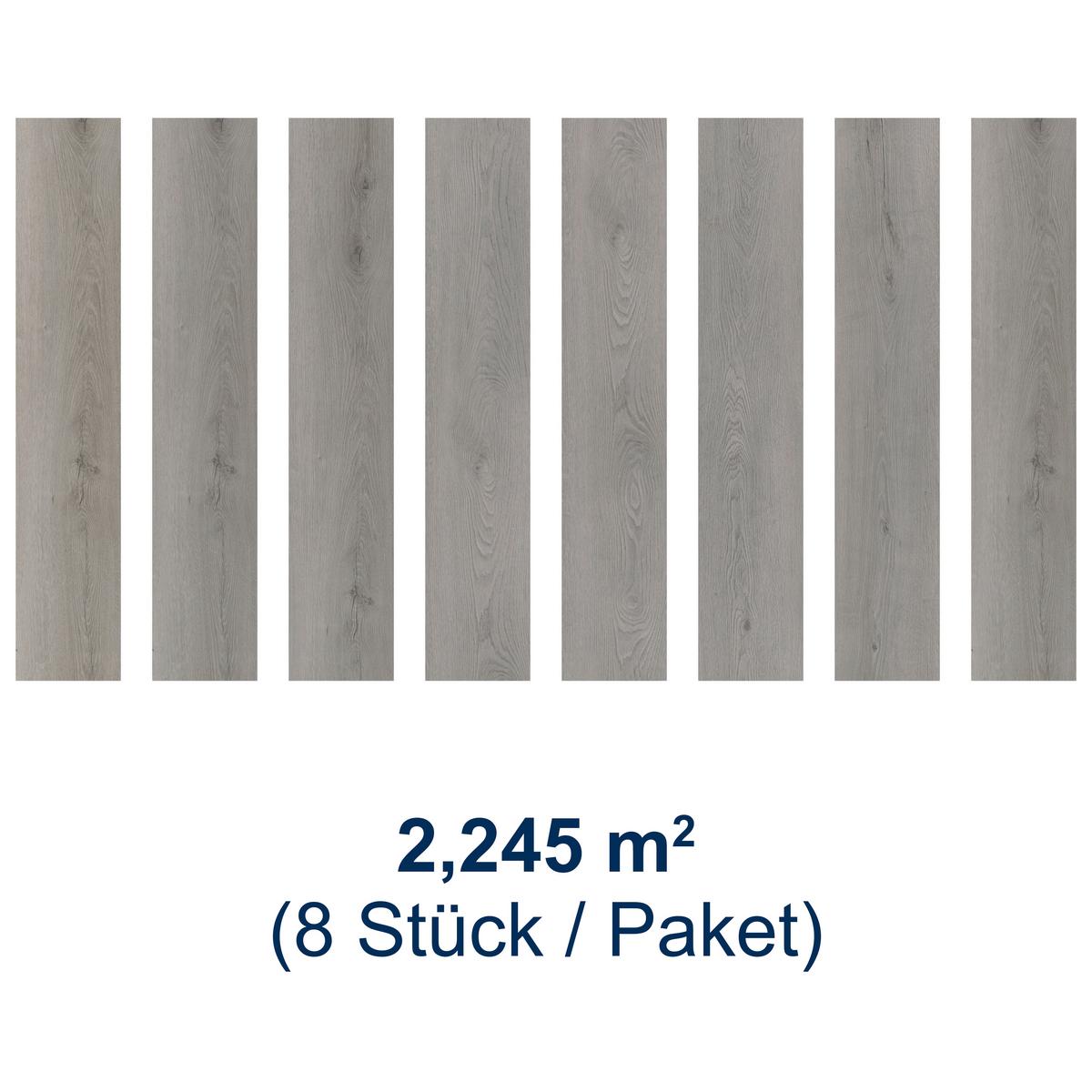 Designboden Eichefarben/grau /hellgrau Lhd. Stärke 4,8mm - Eichefarben/Eiche grau, Basics, Kunststoff (122/23/0.48cm)