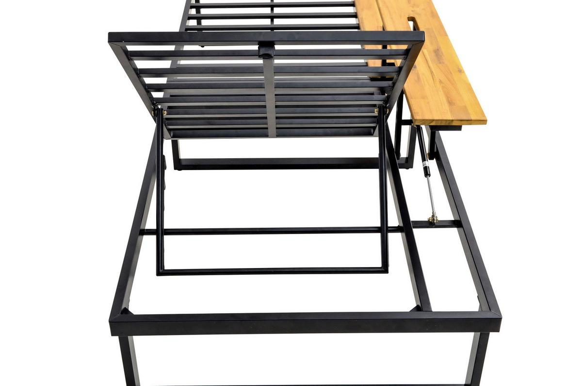 Sonnenliege Victoria - Anthrazit/Grau, MODERN, Holz/Kunststoff (75/38/200cm) - Beldano