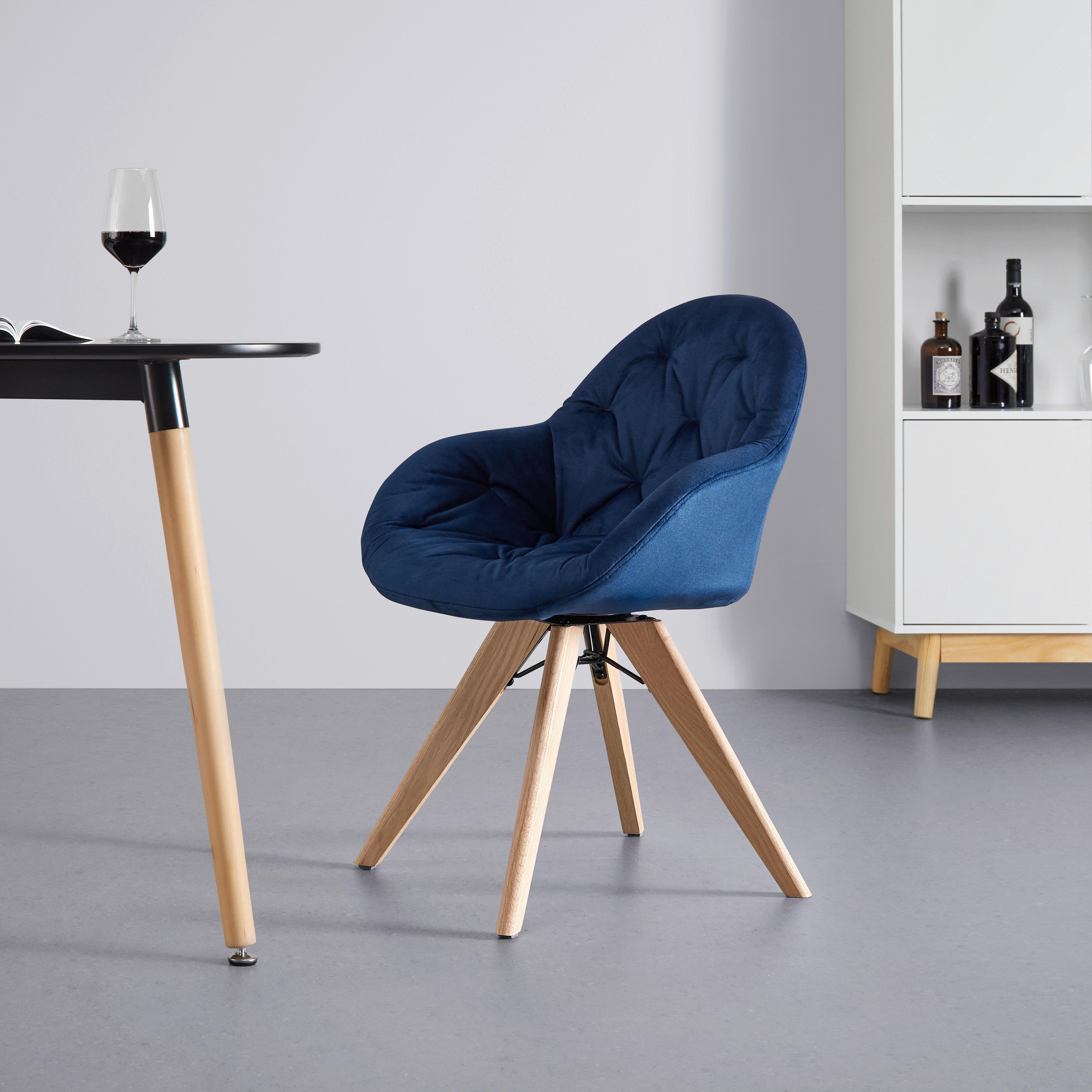 Jedálenská stolička LORE modrá - modrá/prírodná farba, Modern, kov/drevo (59/84/60cm) - Livetastic