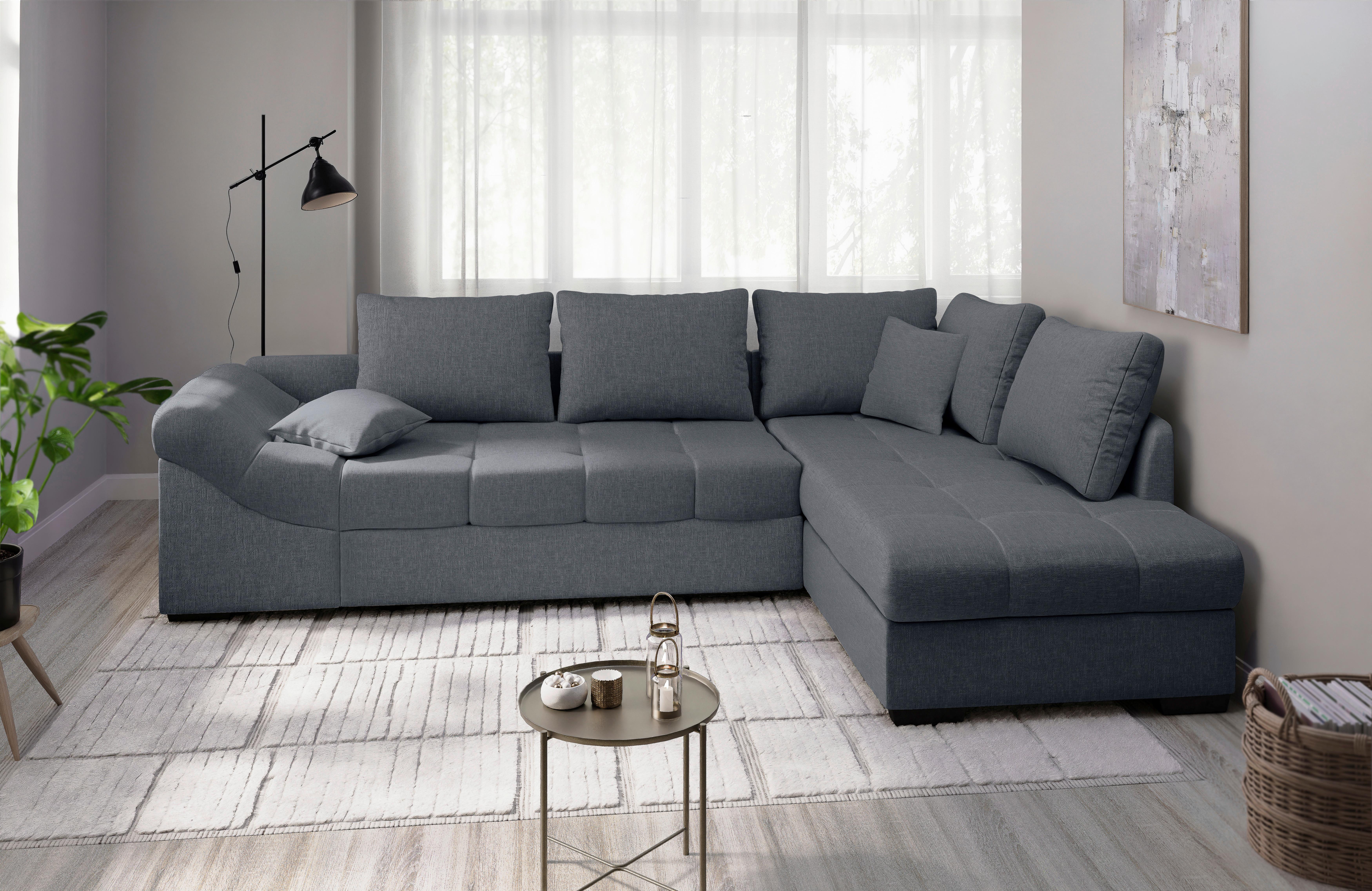Eckschlafsofa Alvito Anthrazit S: 298x202 Cm - Anthrazit/Schwarz, MODERN, Textil (298/202cm) - MID.YOU