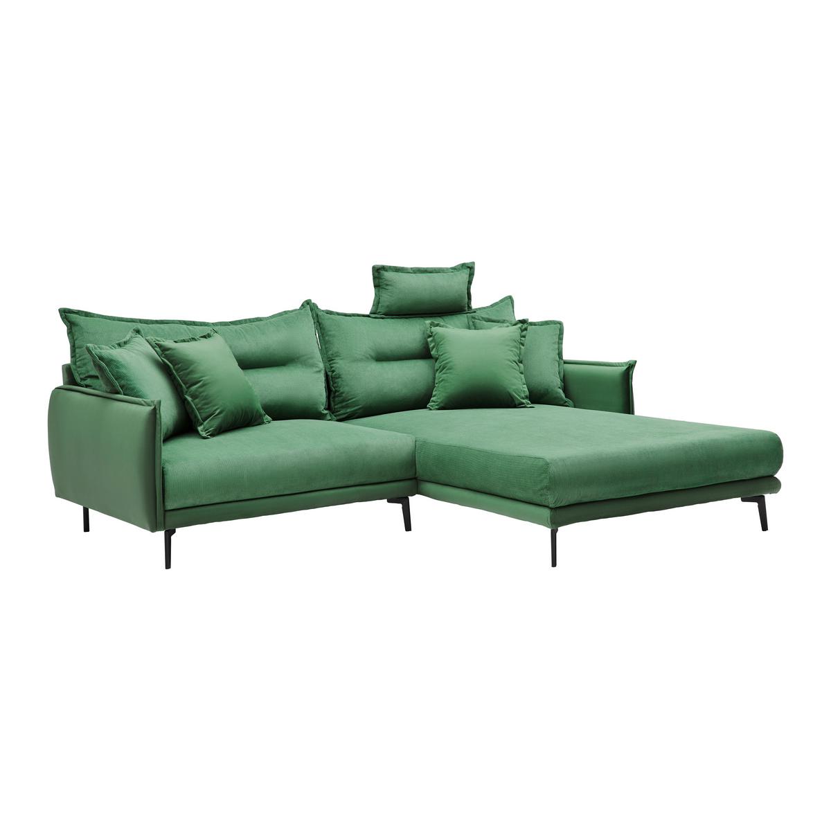 Rohová sedačka NUOVO, pravá, zelená - černá/zelená, Moderní, kov/textil (245/76-113/190cm) - Mömax