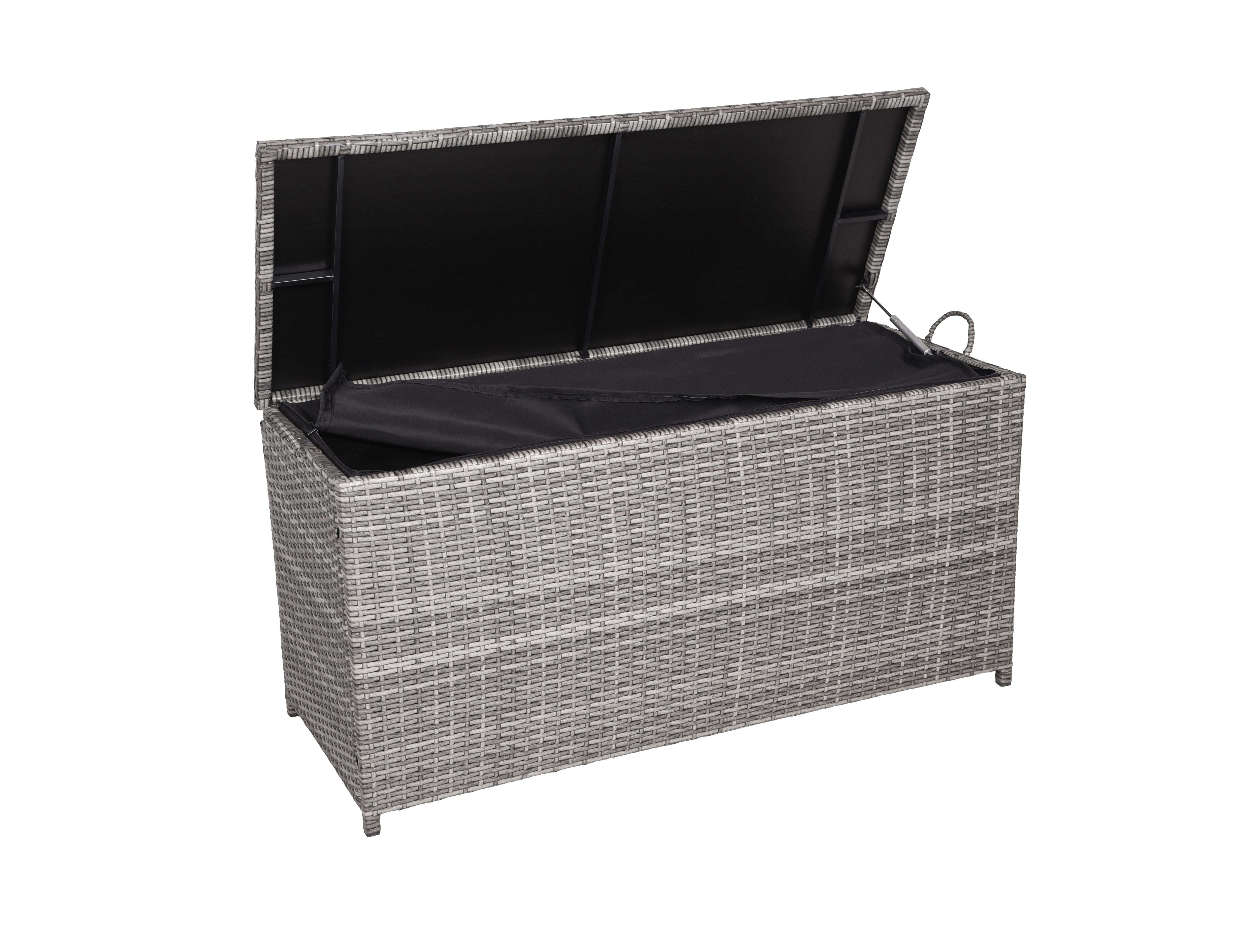 Kissenbox Patras - Schwarz/Grau, Basics, Kunststoff/Metall (50/60/120cm) - Gardenson