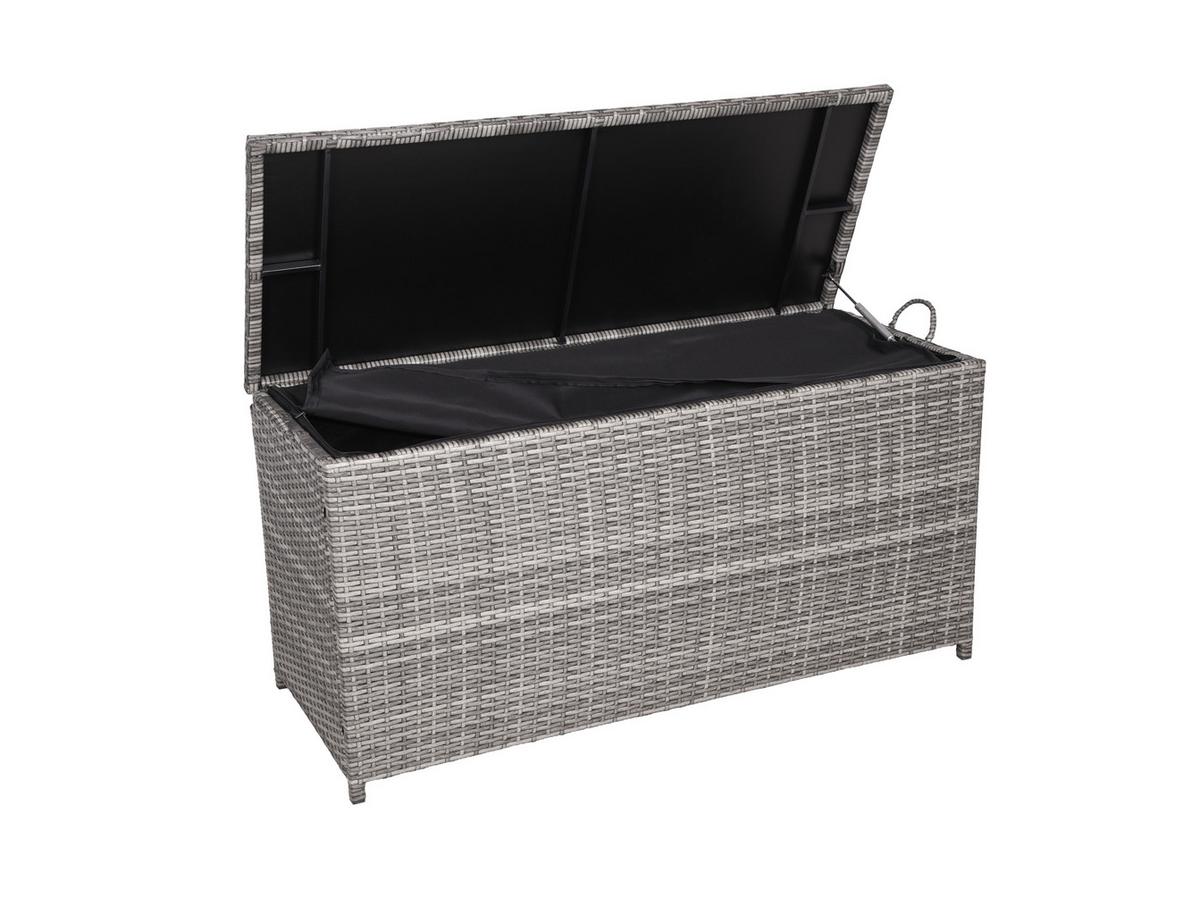 Kissenbox Patras - Schwarz/Grau, Basics, Kunststoff/Metall (50/60/120cm) - Gardenson