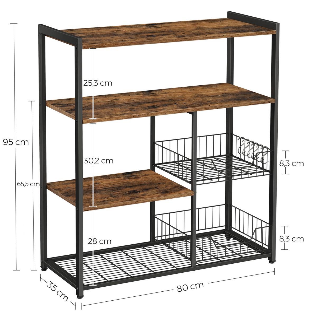 Regal Kks96x - Schwarz/Braun, Trend, Holzwerkstoff/Metall (80/35/95cm) - MID.YOU