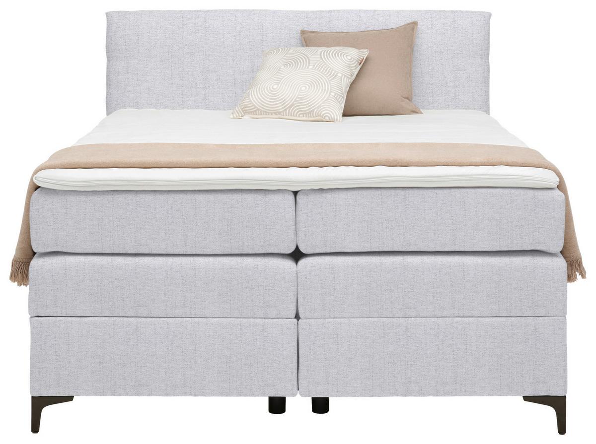 Boxspringová postel BARI 140/200, světle šedá - černá/světle šedá, Konvenční, kov/textil (140/200cm) - Mömax